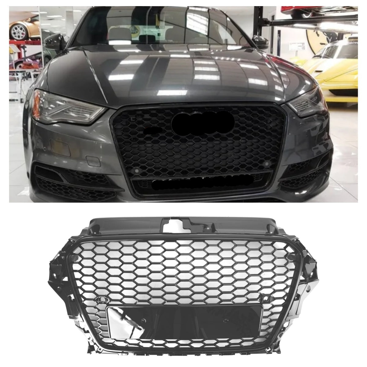 2013-2016 Audi A3 S3 RS3 Style Sprednji pokrov Henycomb Rešetka odbijača Črna