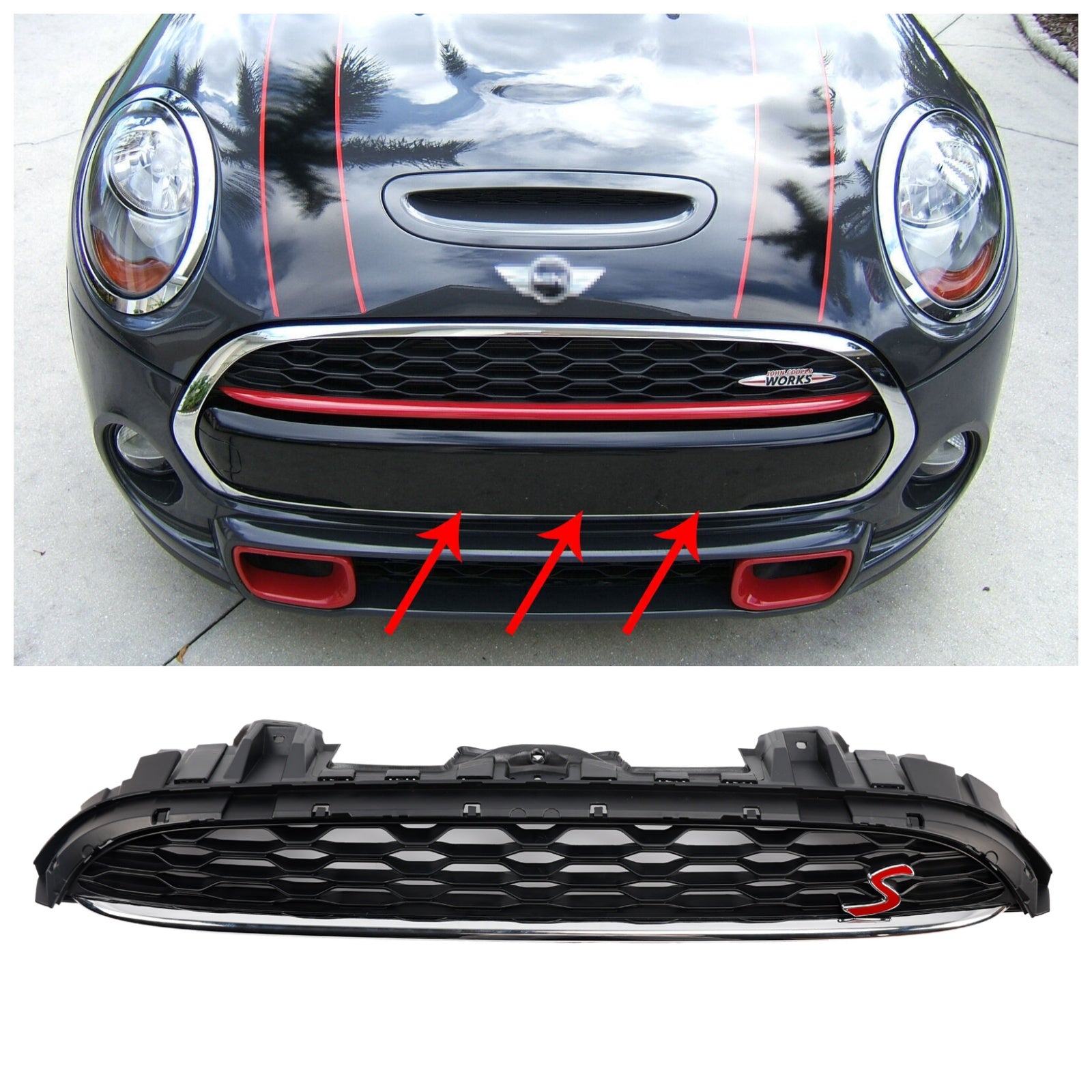 Black Front Grille in Mesh voor Mini F55 5 deuren naar Hayon Cooper S en Cooper SD vanaf 2014 51137335528