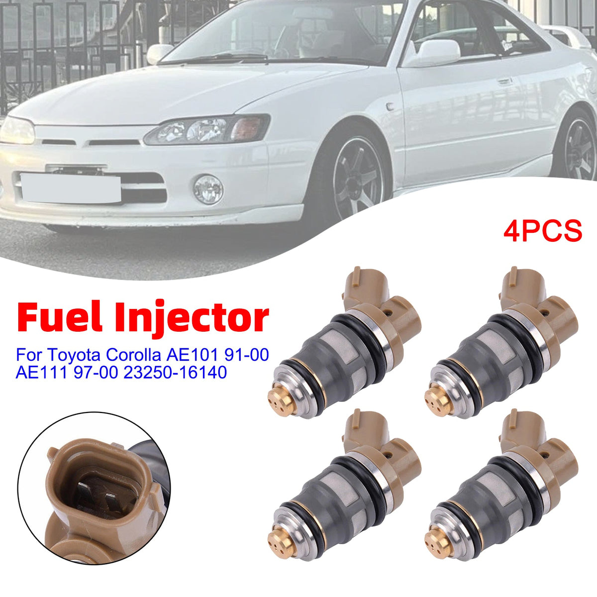 4x inyector de combustible para Toyota Corolla AE101 91-00 AE111 97-00 23250-16140