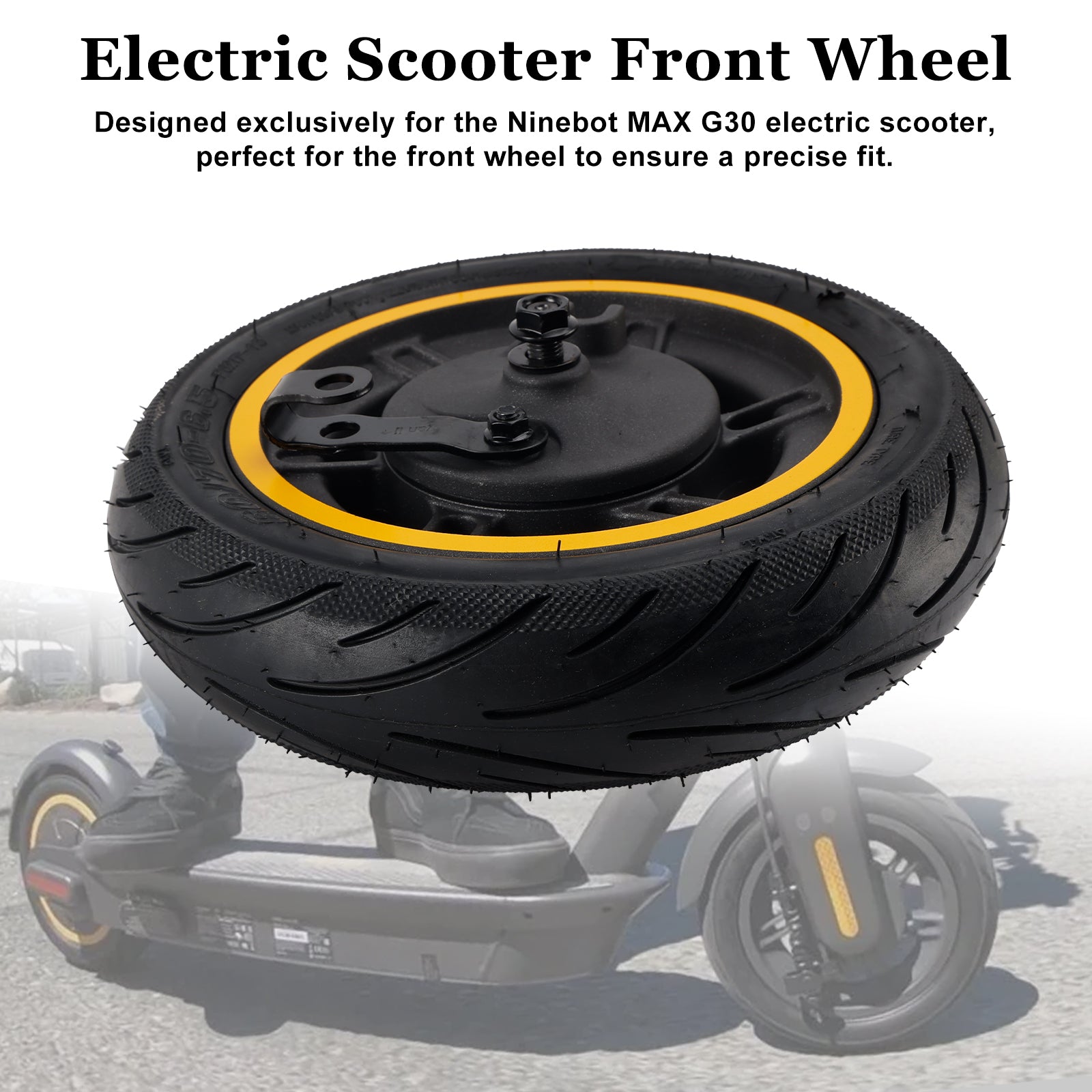 Roue Avant avec Pneu Solide 10 Pouces (60/70-6.5) pour Trottinette Ninebot Max G30 | Cadre Aluminium