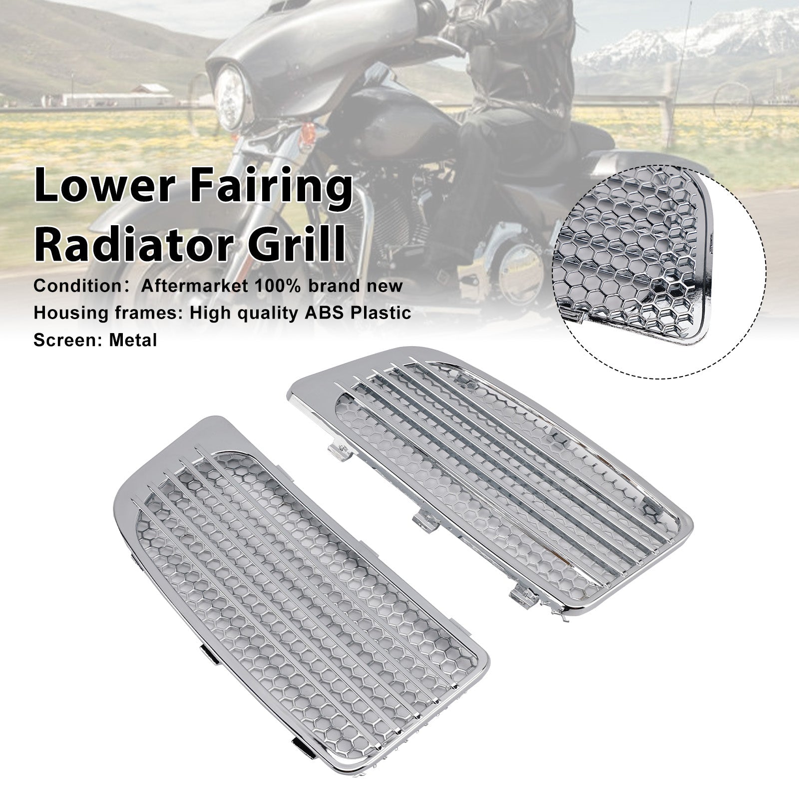 Grille de radiateur de carénage inférieur compatible avec Road Glide King FLHR Special FLTRXS