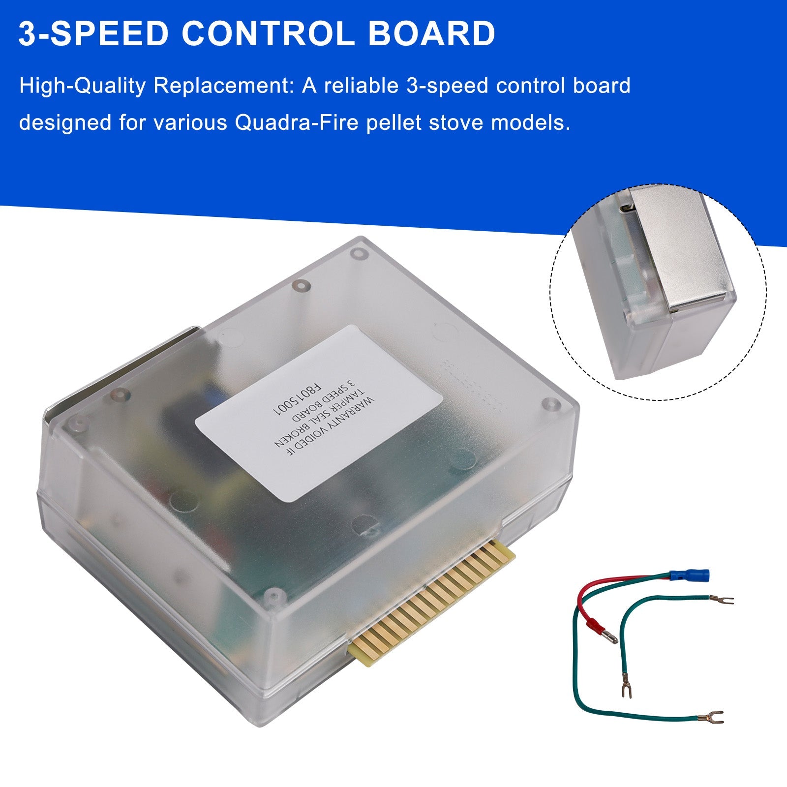 Carte de circuit imprimé pour boîtier de commande à 3 vitesses pour granulés Quadra-Fire SRV7000-205/SRV7000-704