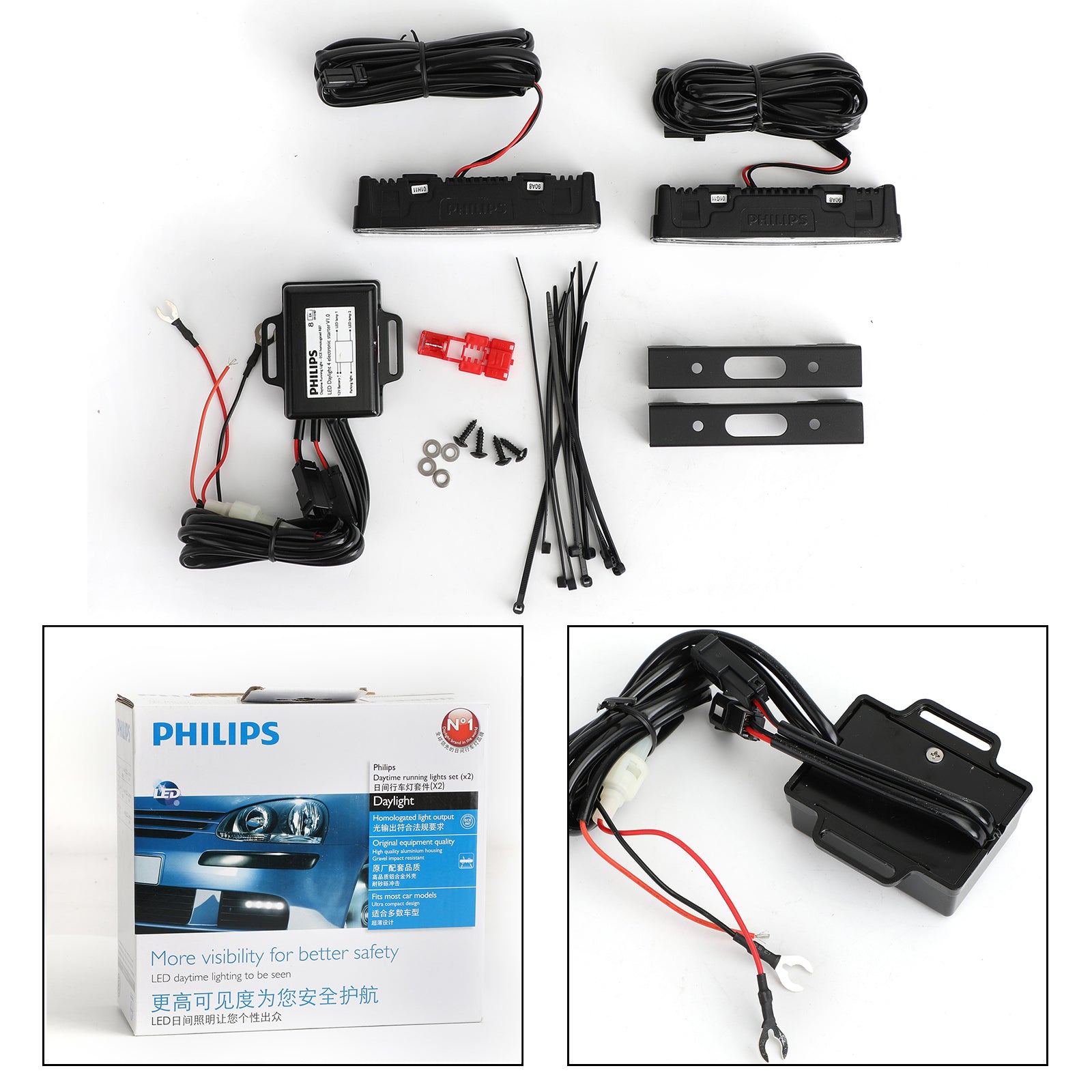 Kit de luces LED de conducción diurna aprobado por Philips - Pieza n.º 12820 genérica
