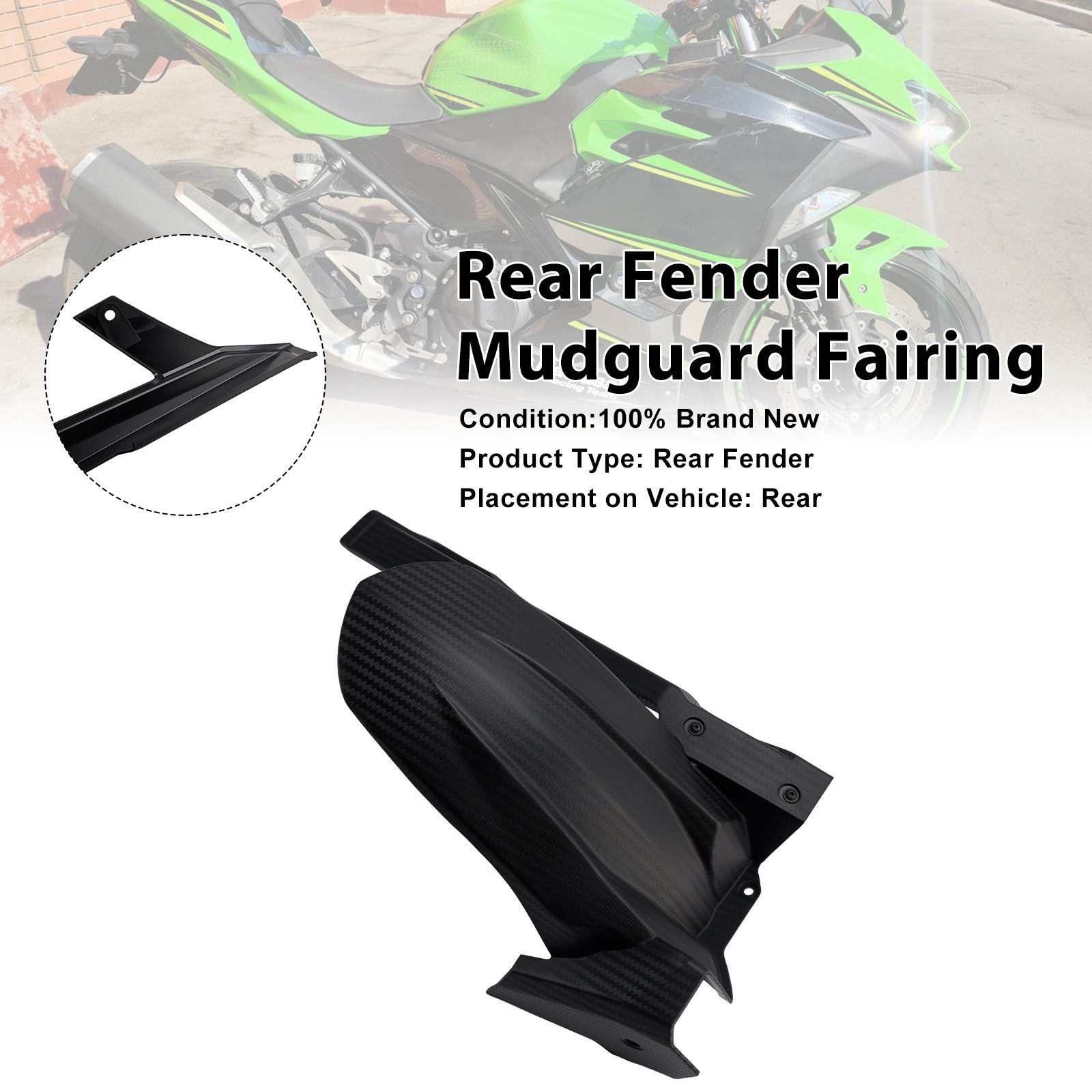 Carenado de guardabarros trasero para Kawasaki Ninja 400 Z400 Ninja 500 Z500 2018+