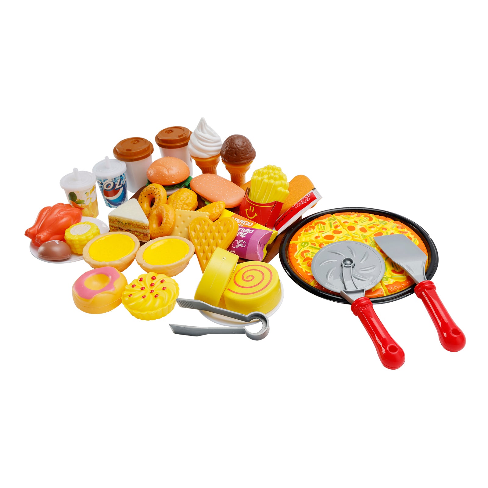 56 pièces de jouets de fast-food / Jouet pizza / Jouets glace / Jouets hamburger / Jouets gâteau