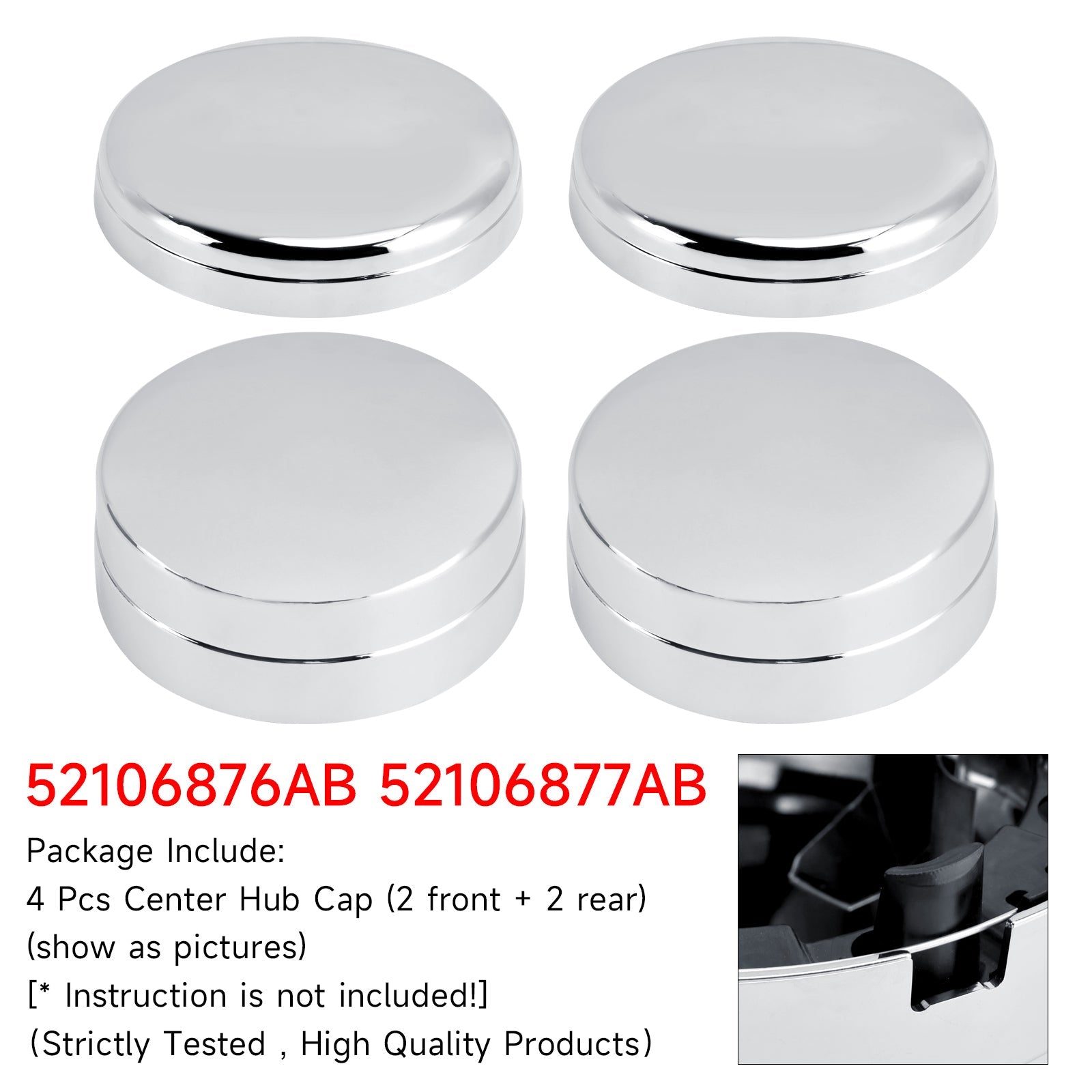 4 cache-moyeux centraux pour Dodge Ram 3500 Pickup Dually 03-18 52106877AB