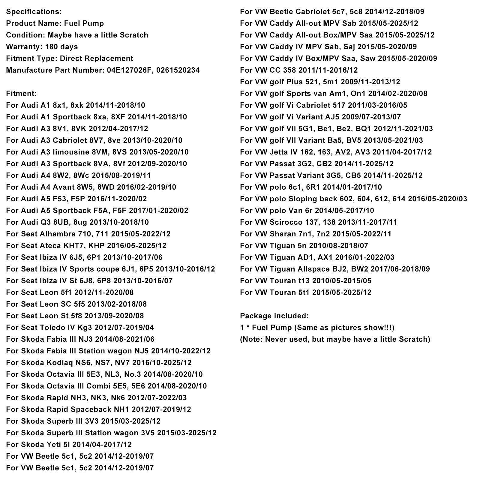 Korkeapainepumppu Skoda Rapid Spaceback NH1 (04E127026F) - 2012/07-2019/12