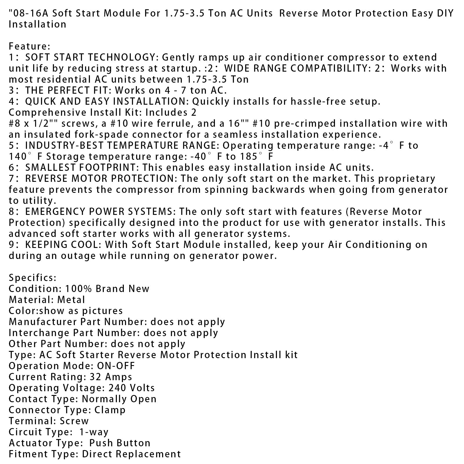 Progresivni zagonski modul 08-16 A za CA enote od 1,75 do 3,5 ton, vzvratna zaščita motorja