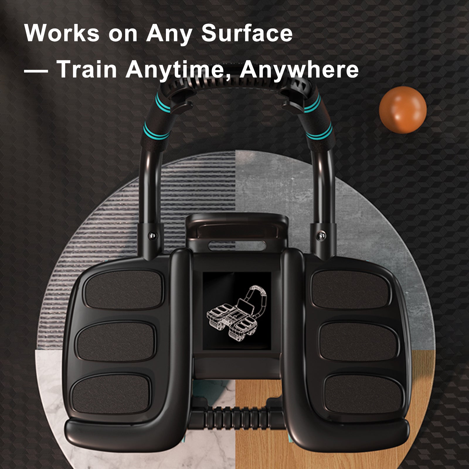 Équipement de Gym Domestique Portable - Roue Abdominale à Rebond Automatique Bleue avec Support de Coude et Stabilité à 4 Roues - Inclut une Minuterie - Entraîneur de Gainage Parfait pour Hommes et Femmes