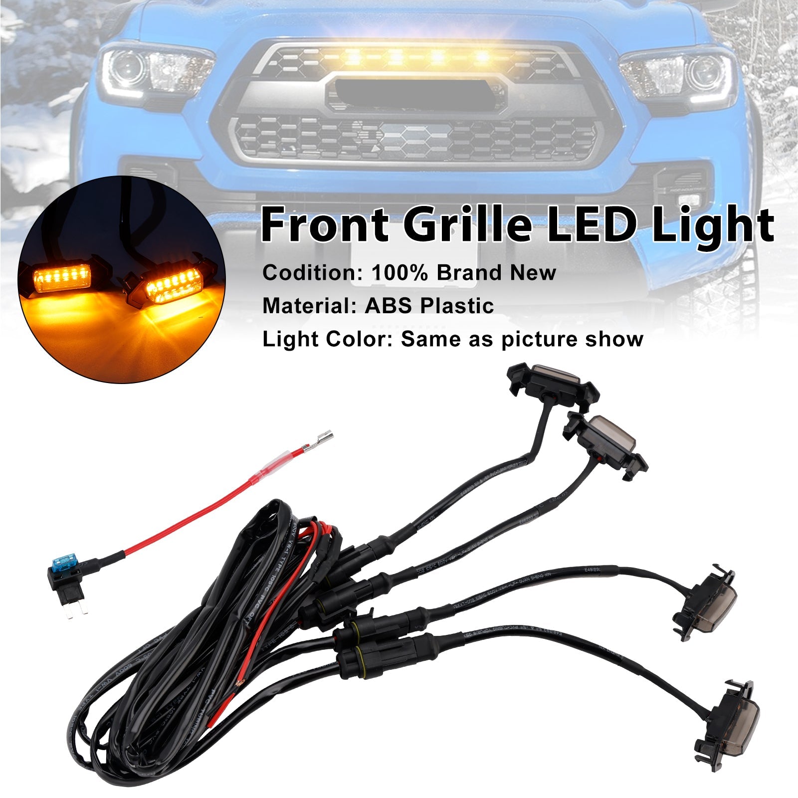 Kit d' Amberkleurige LED-verlichting met gerookte lens voor de grille van Toyota Tacoma (2016-2023)