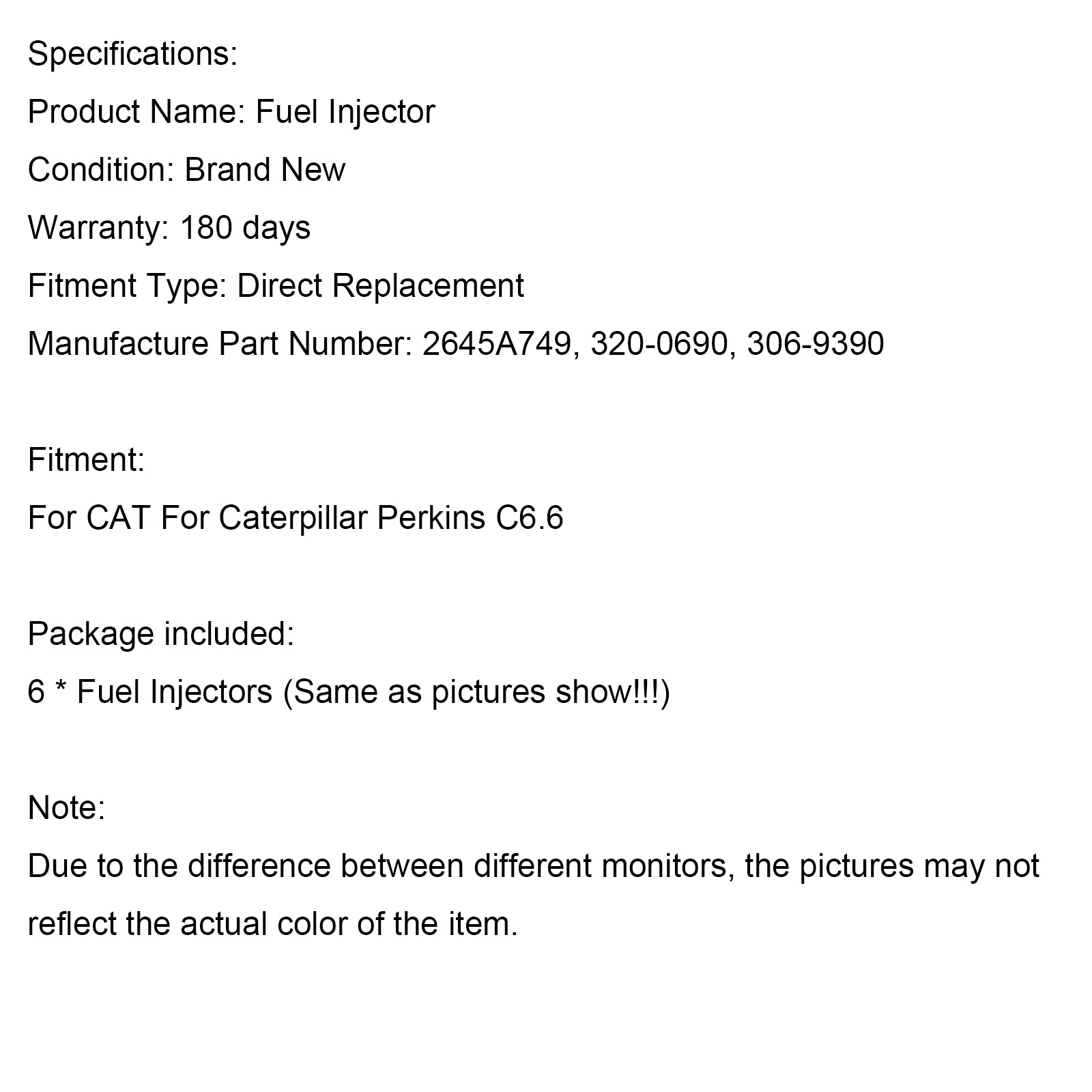 Iniettori di carburante 6PS 2645A749 per Caterpillar Perkins C6.6 per CAT 320-0690