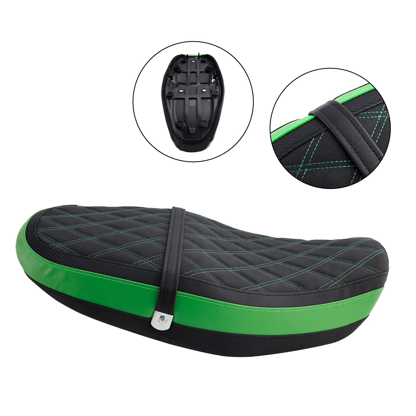 Przednie i tylne siodło pasażerskie z poduszką dla Kawasaki Z900RS 2018-2024, zielone