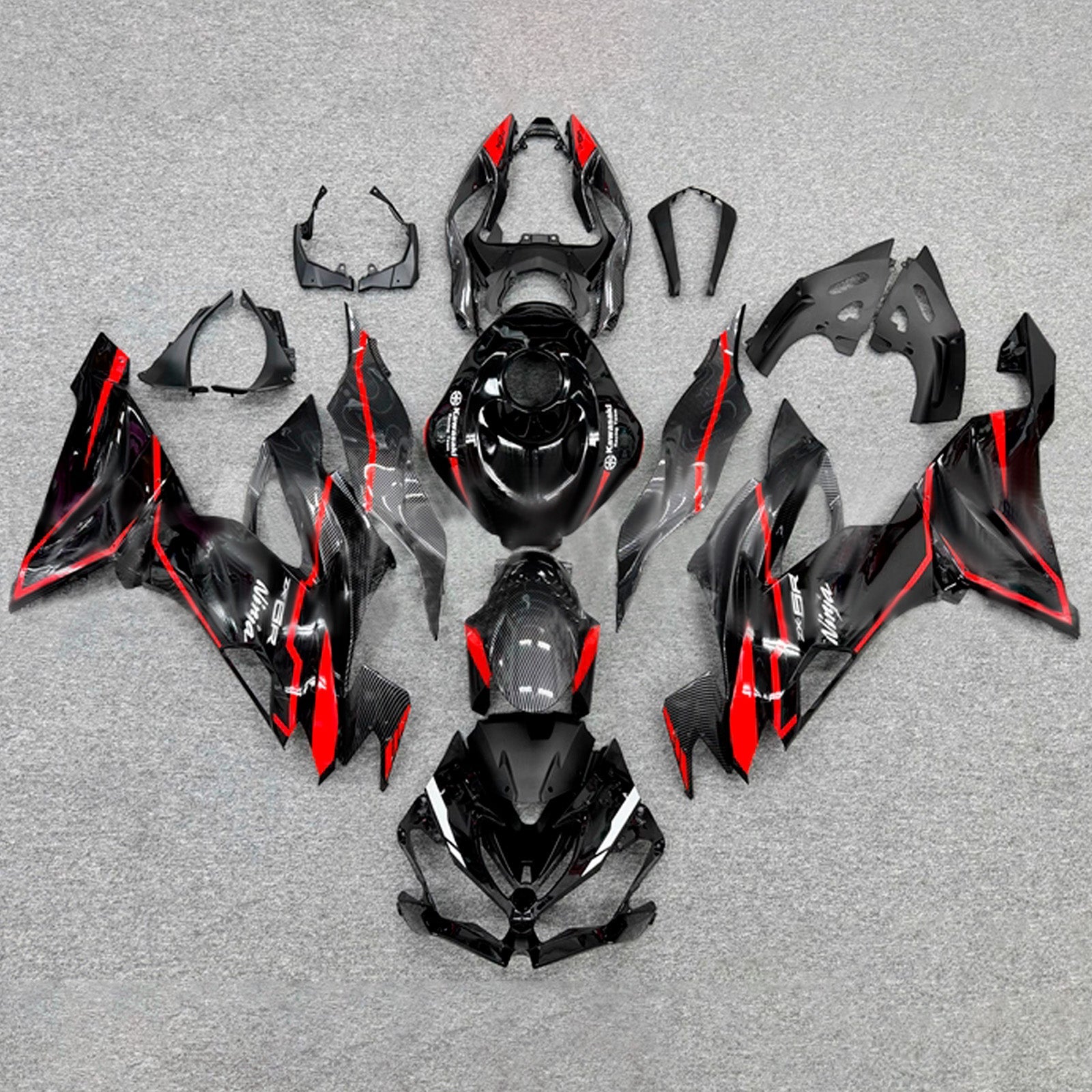 Kit de carénage injecté en plastique ABS compatible avec Kawasaki ZX6R 2019-2023