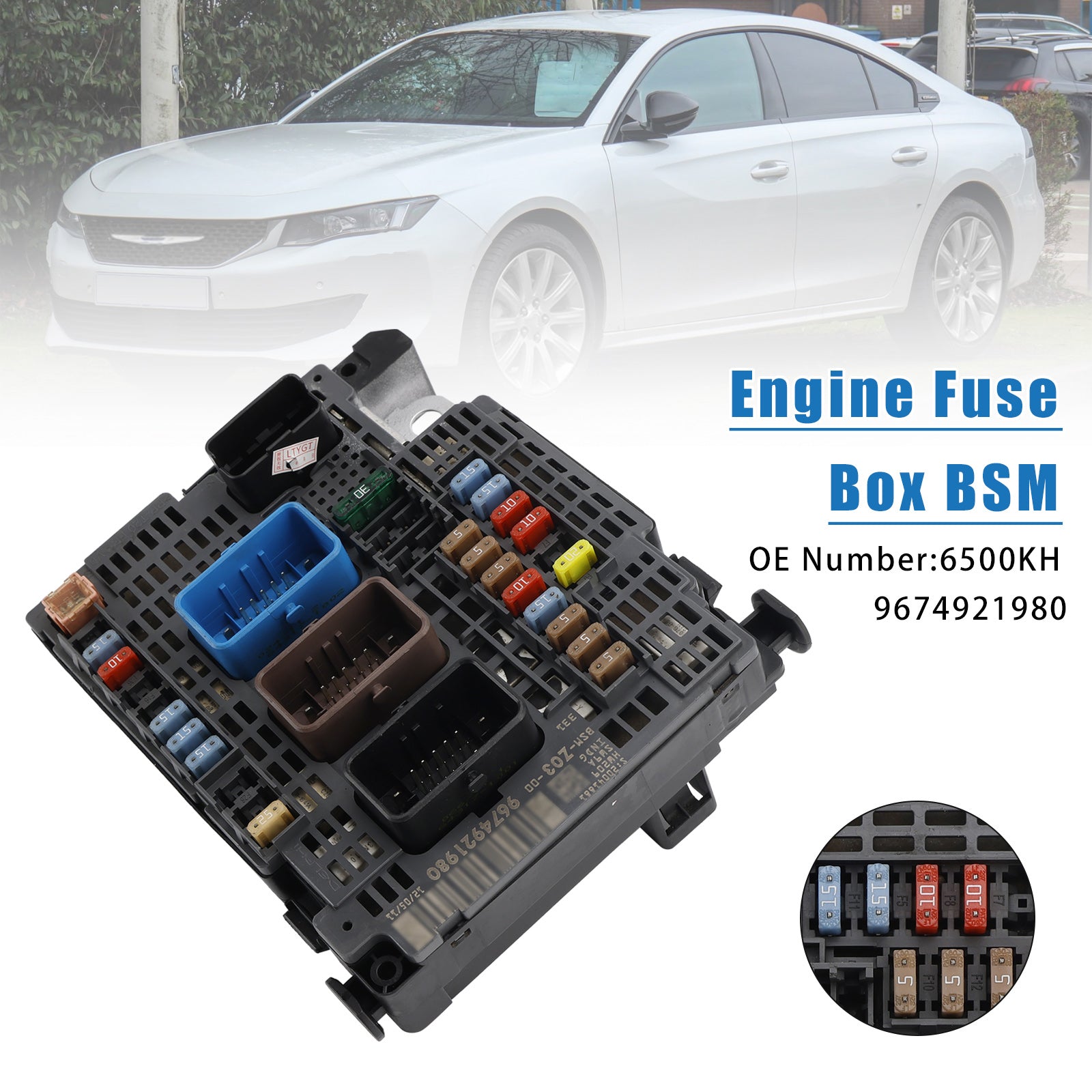 Boîtier de fusibles pour unité de commande BSM du moteur Peugeot 508 Citroën 6500KH 9674921980 Z03
