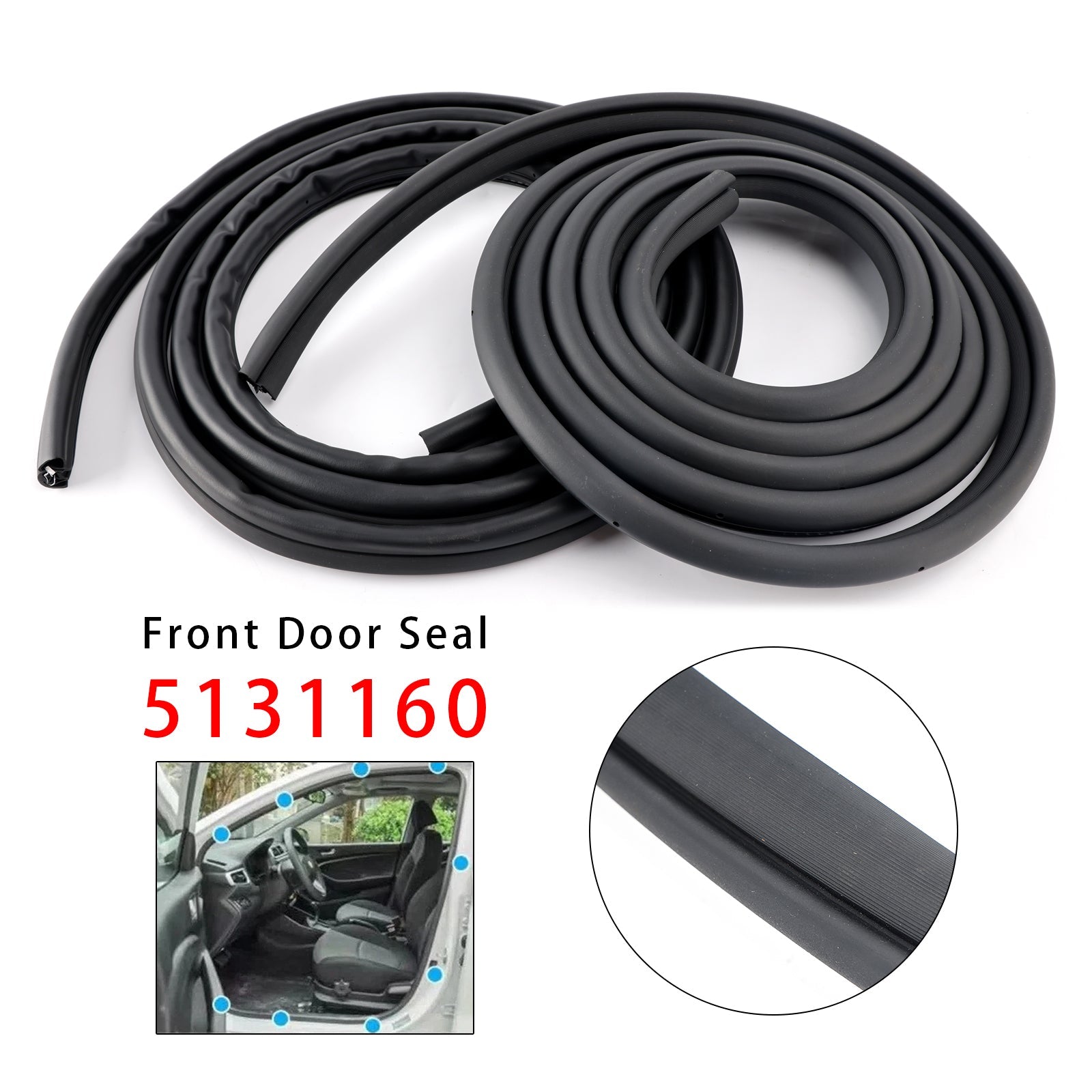 Burlete para puerta delantera (2 piezas) para Dodge Ram 1500, 2500 y 3500 (2002-2009) - Número de pieza : 5131160