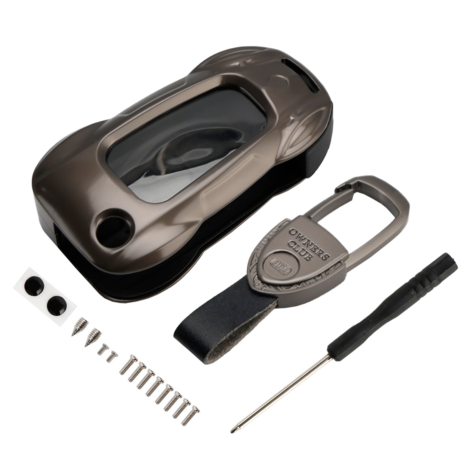 Szare etui na kluczyki ze skóry i stopu cynku do Audi A1 A3 S3