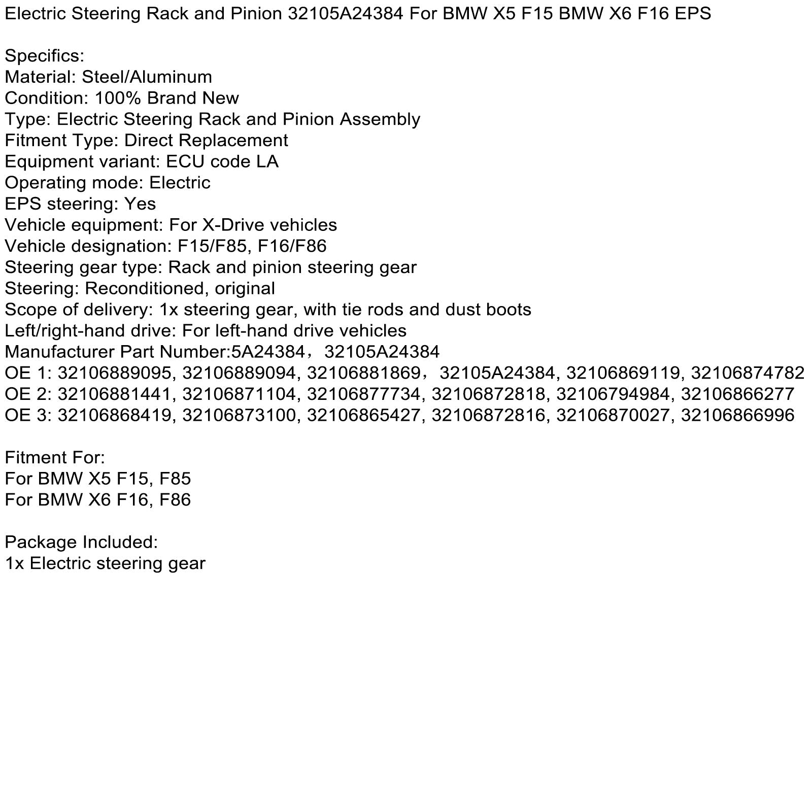 Pastelera eléctrica para BMW X6 F16, F86 32105A24384 32106881869