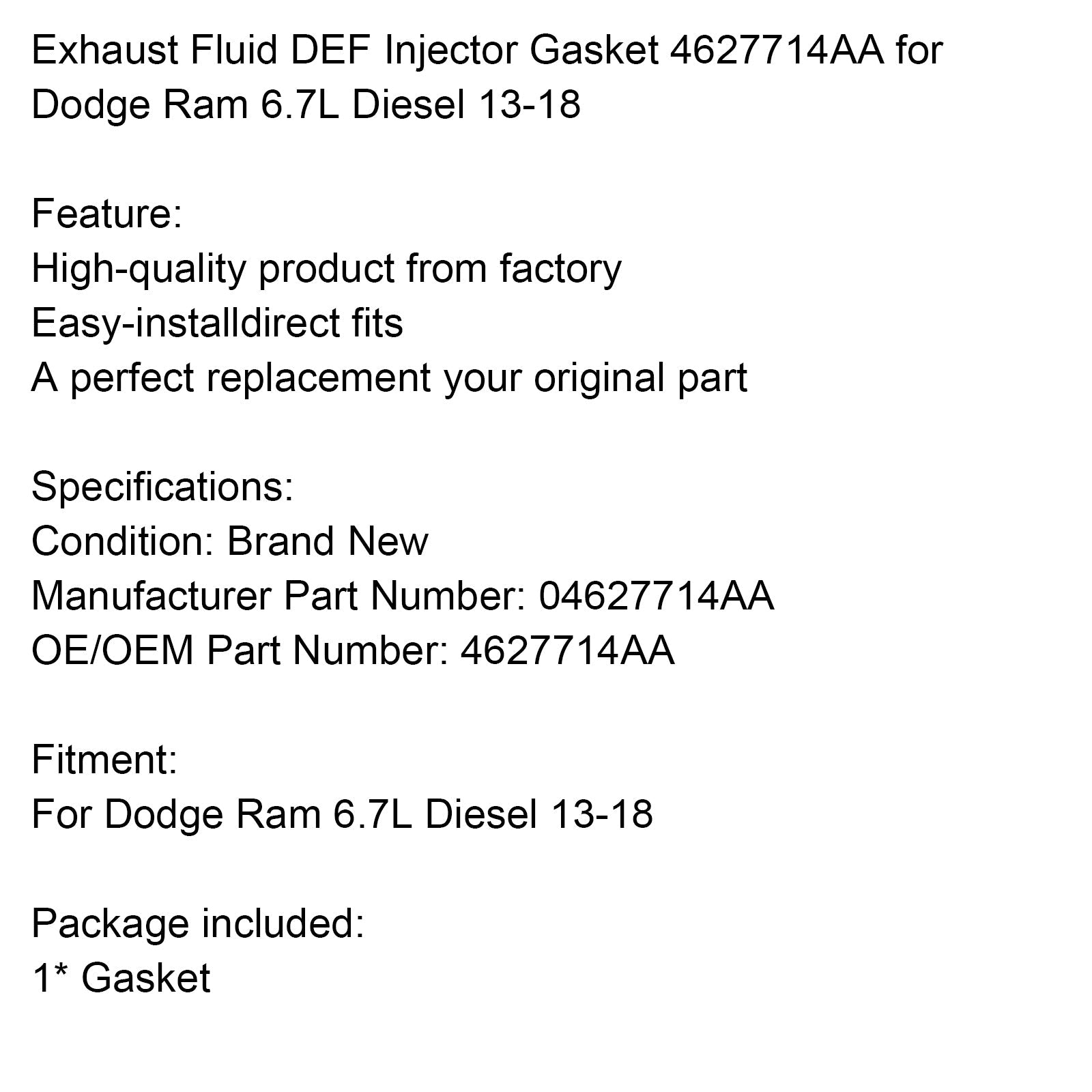 DEF-suuttimen tiiviste vuosille 2013-2018 Dodge Ram 6,7L Diesel Pakoneste 4627714AA