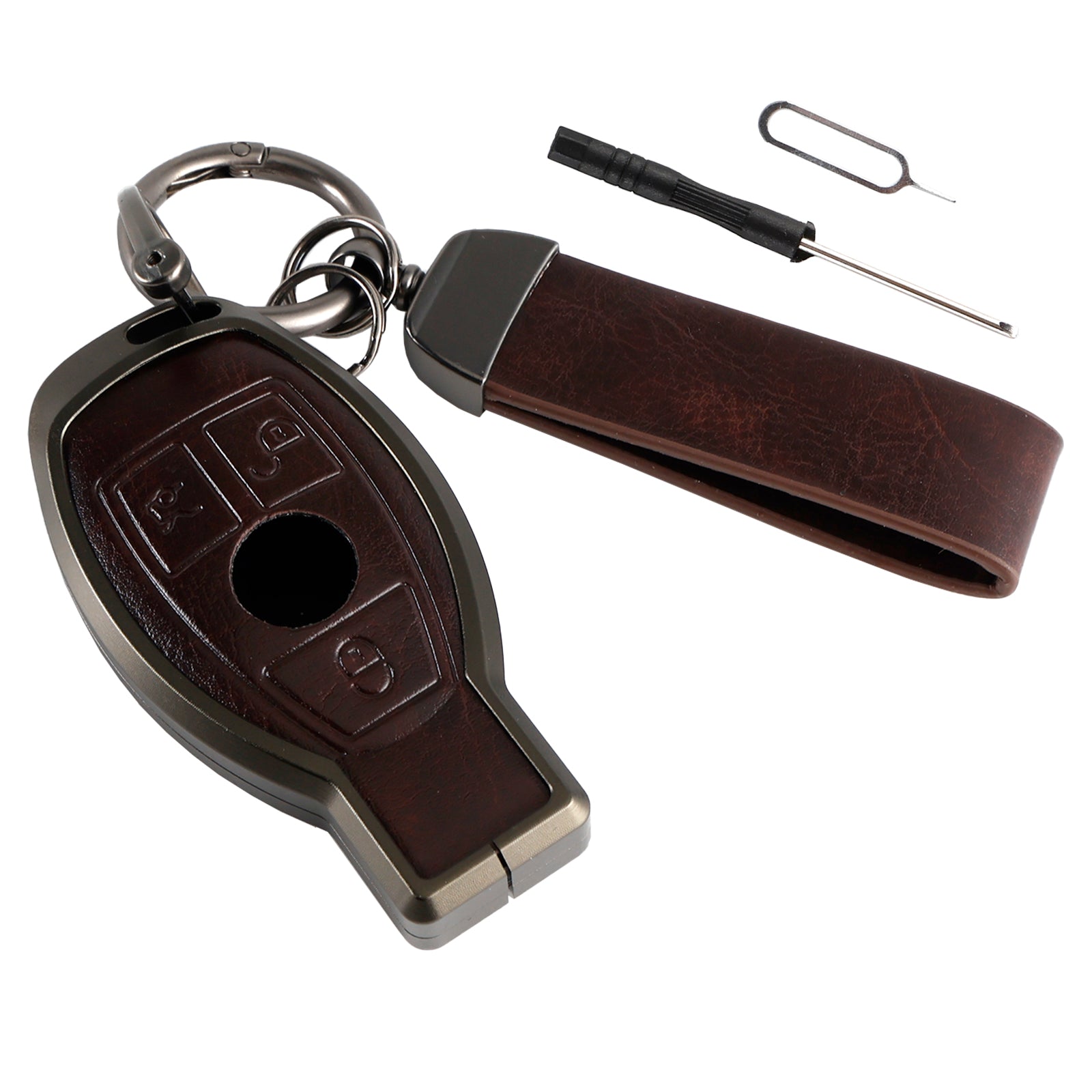 Custodia per chiave in lega per auto'TPU in alluminio marrone per Benz GLC GLK CLS GLA CLA AMG