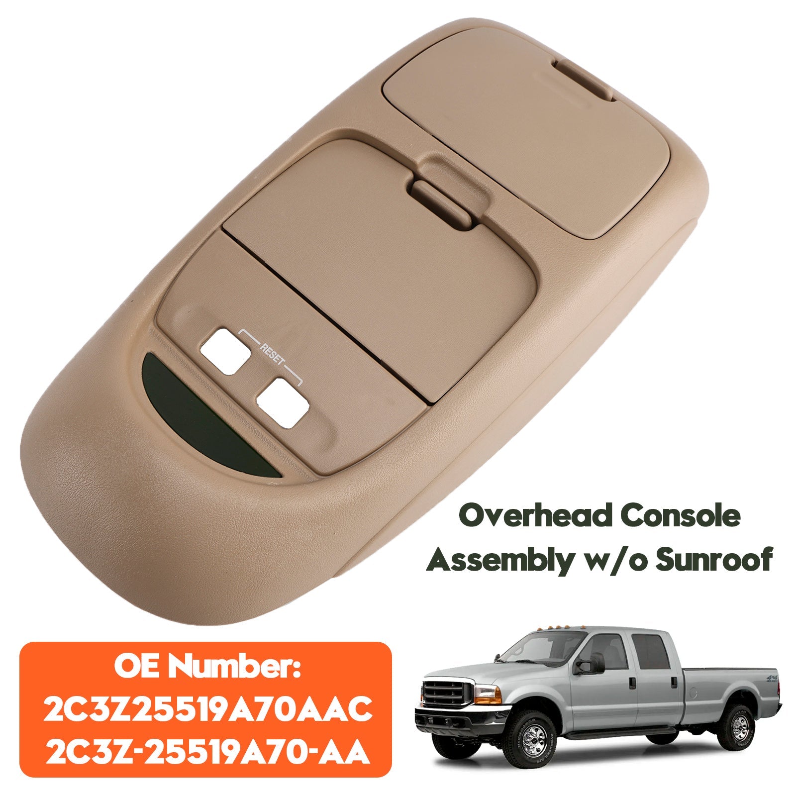 Super Duty Super Duty Pavilion Console zonder zonnedak, beige kleur, voor Ford F250, F350, F450 en F550 (2002-2004)