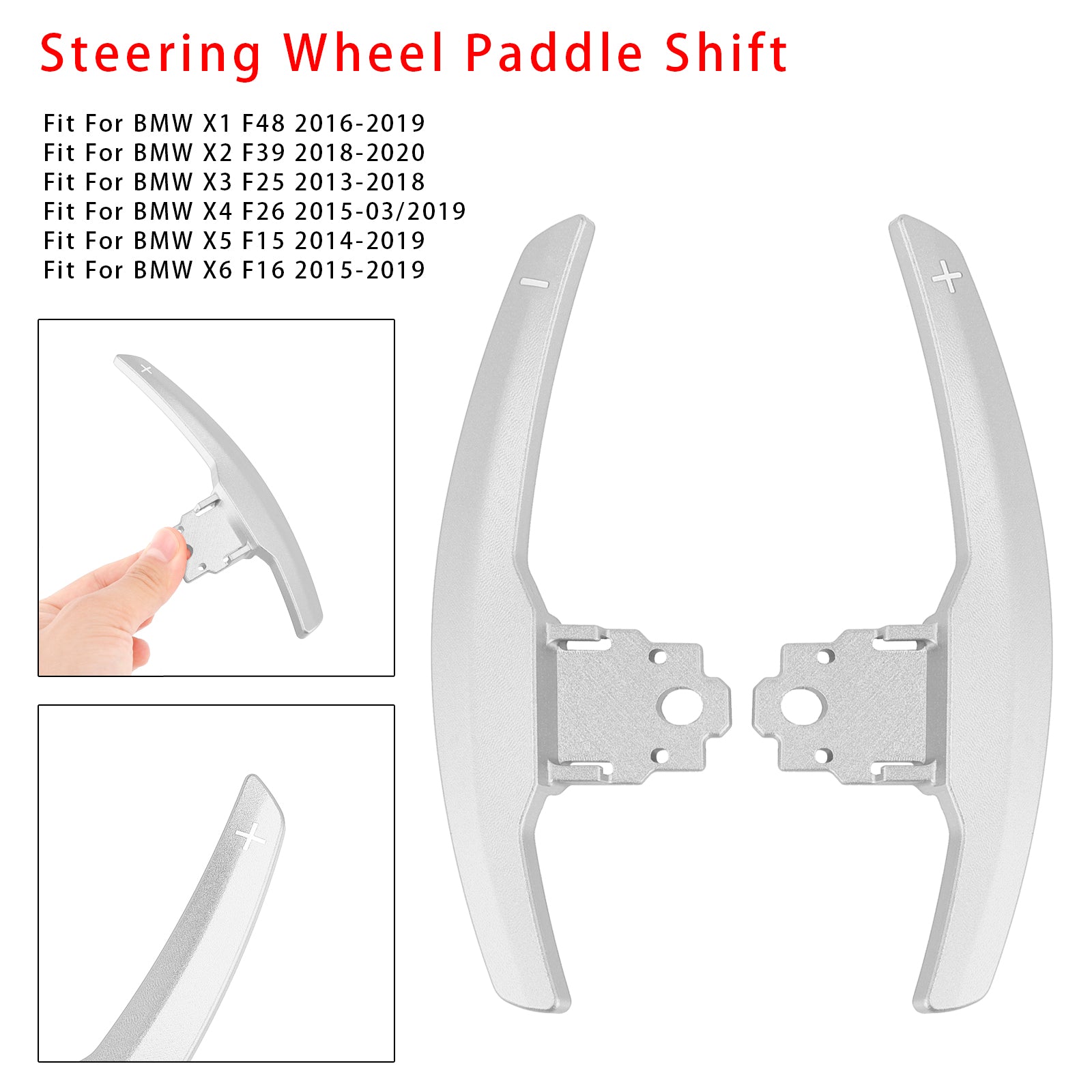 Rozszerzenie palet zmiany prędkości dla serii BMW F30 F31 F32 F10 x3 x5 srebrne aluminium