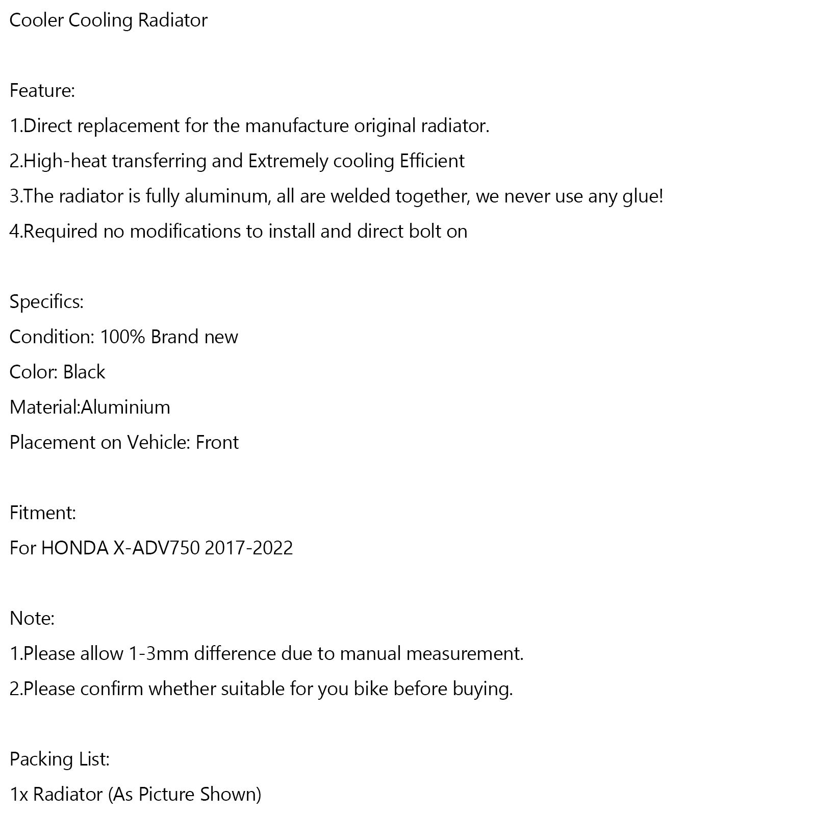 Hladilna voda hladilnika za Honda X-ADV 750 XADV 2017-2023