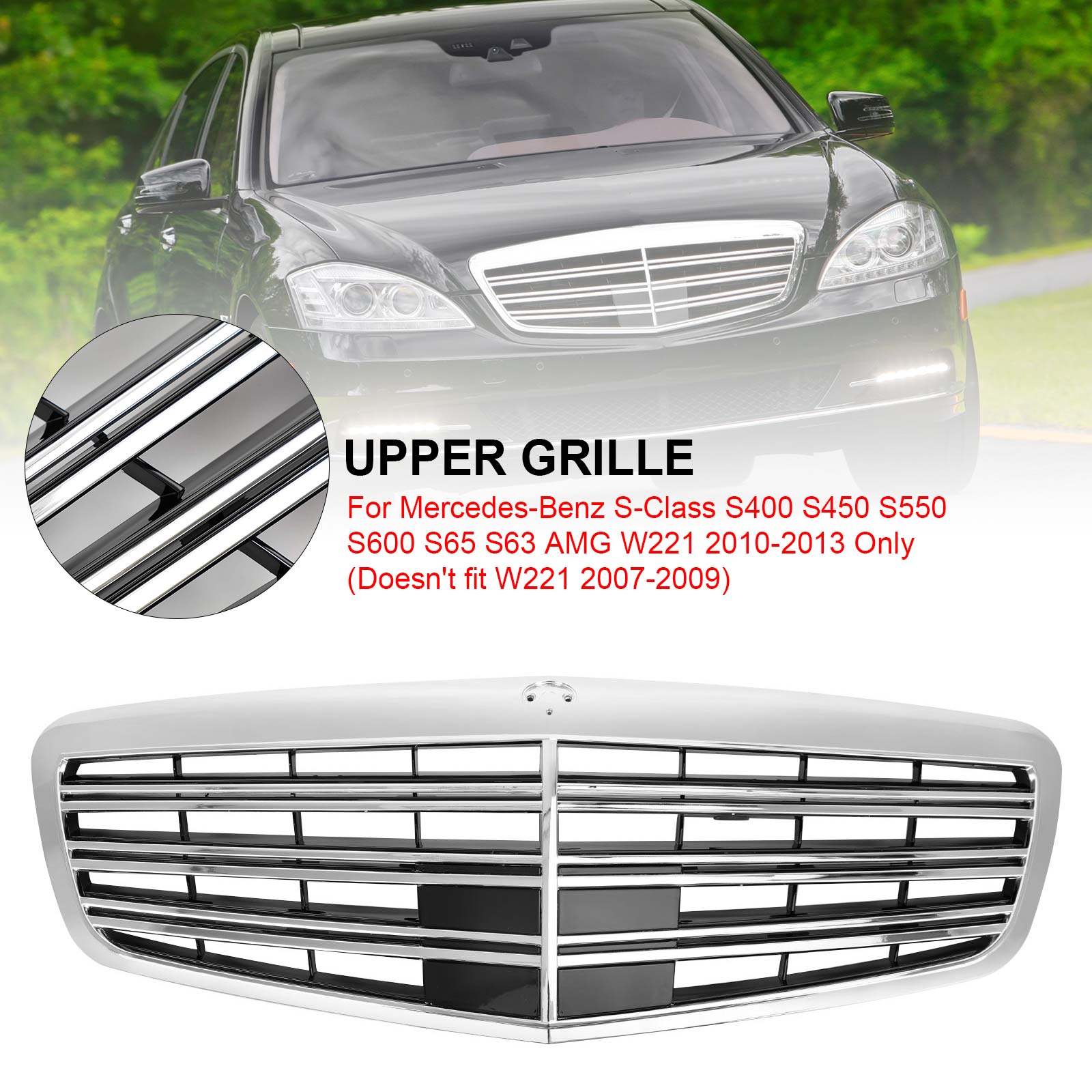Grille de pare-chocs avant style AMG pour Mercedes-Benz S-Class W221 S400 S450 S550 S600 S65 S63 2010-2013, pièce générique 22188000837712