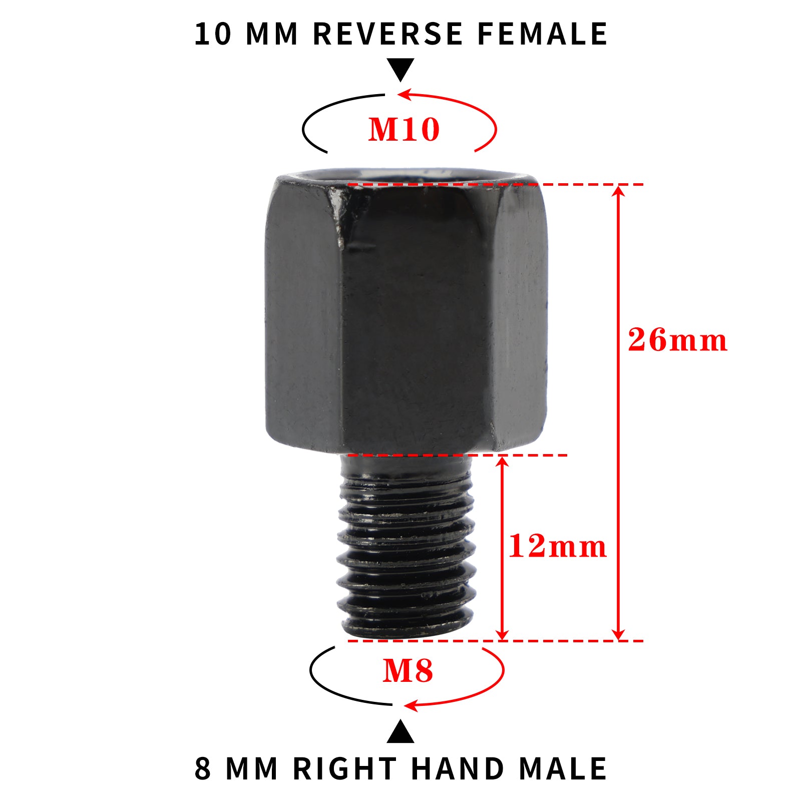 2 x adaptadores universales de espejos para motocicletas y scooters de 10 mm a 8 mm estándar