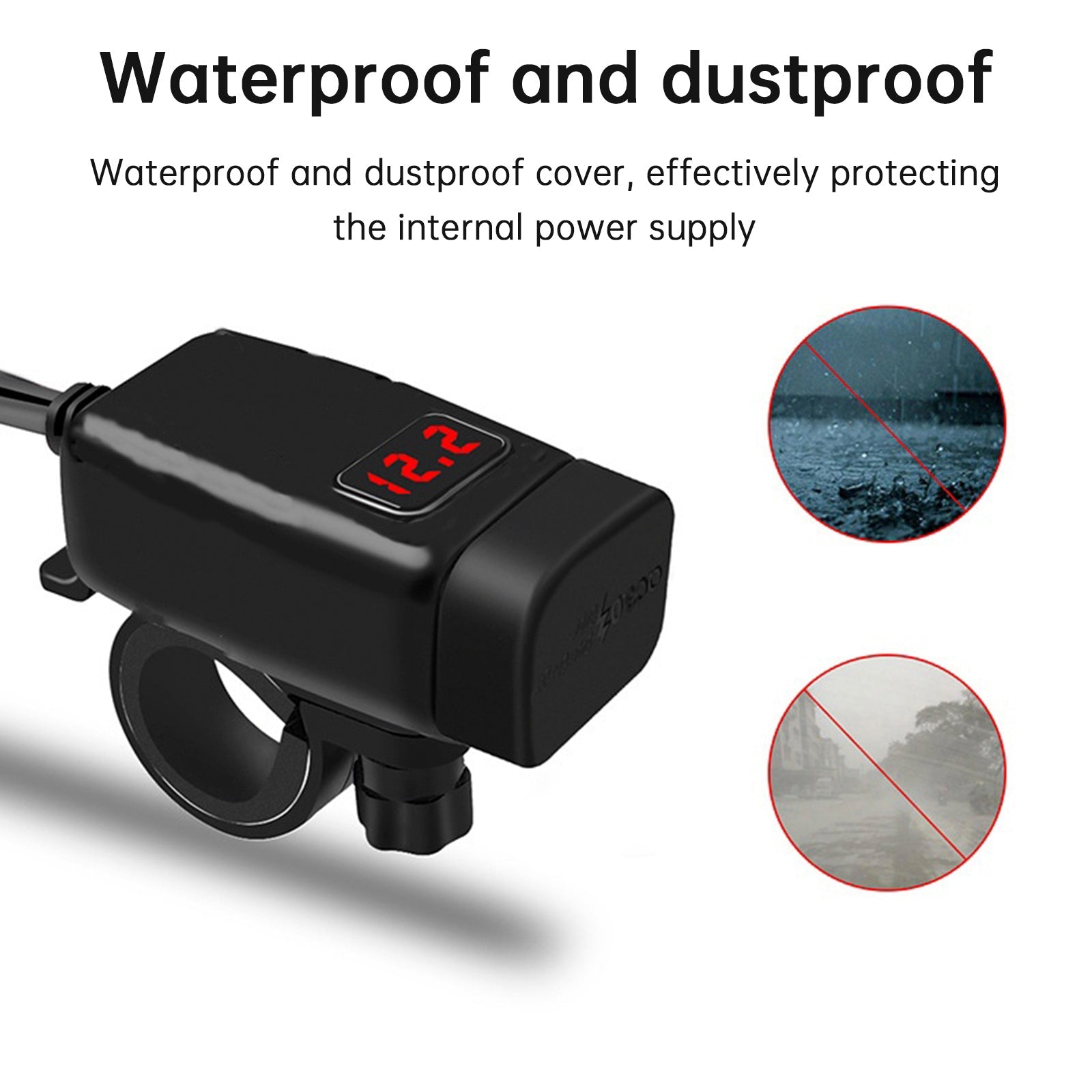 USB -USB -laturi moottoripyörän ohjaustangosta, PDP -sovitin+QC3.0 Tyyppi C