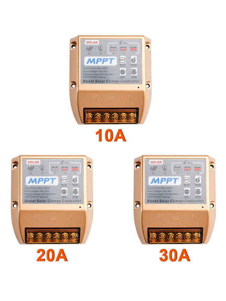 Controller solare MPPT Boost 10 A/20 A/30 A 24 V, 36 V, 48 V, 60 V, 72 V, Applicazione mobile, Controllo intelligente