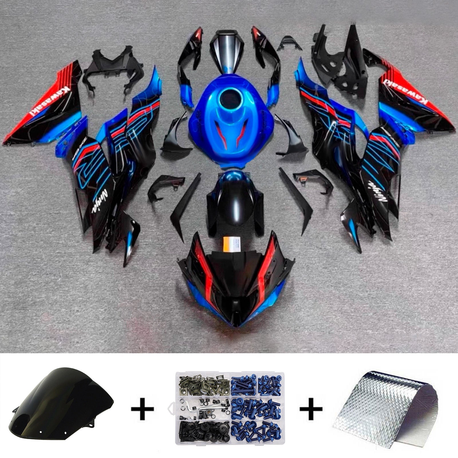 Kit de carénage injecté en plastique ABS compatible avec Kawasaki ZX6R 2019-2023