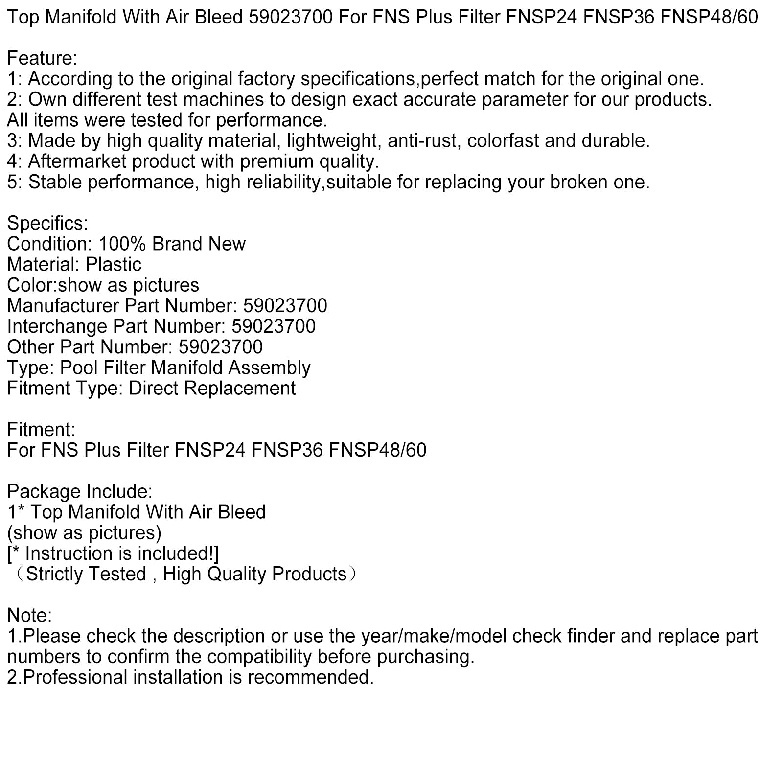 Zgornji zbiralnik z zračnim čiščenjem 59023700 za FNSP24 FNSP36 FNSP48 FNSP48 filter filter