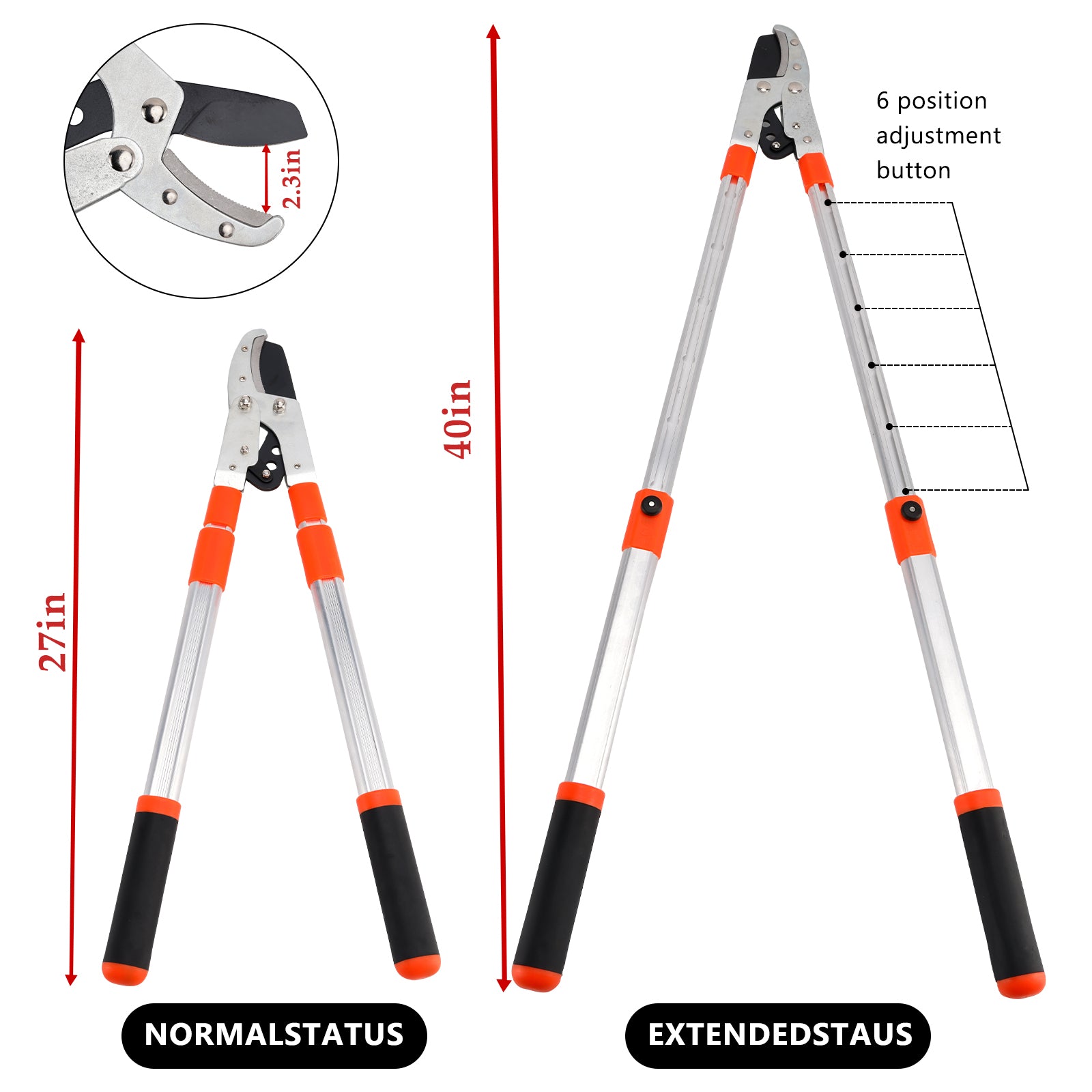 Sécateur Élagueur Télescopique Extensible 40 Pouces - Coupe-Branches Robustes
