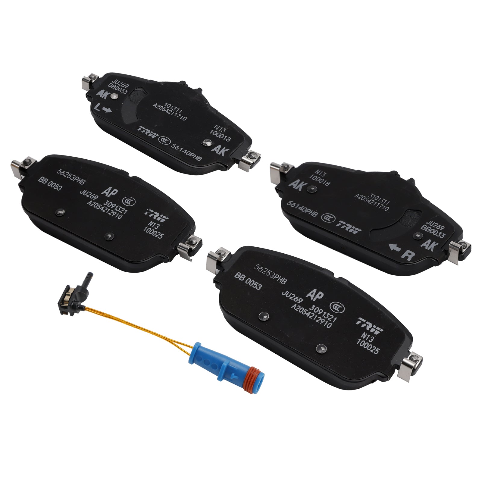 Pastiglie freno anteriori Mercedes-Benz Classe C 205 e Classe E 213, riferimento A0004208903, con sensore di usura 1695401617