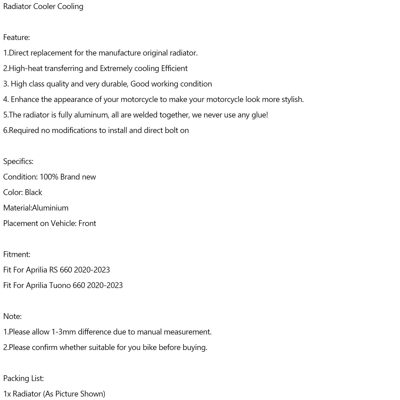 2020-2023 Aprila RS660 Tuono 660 Aluminium Aluminium Rodator Collection