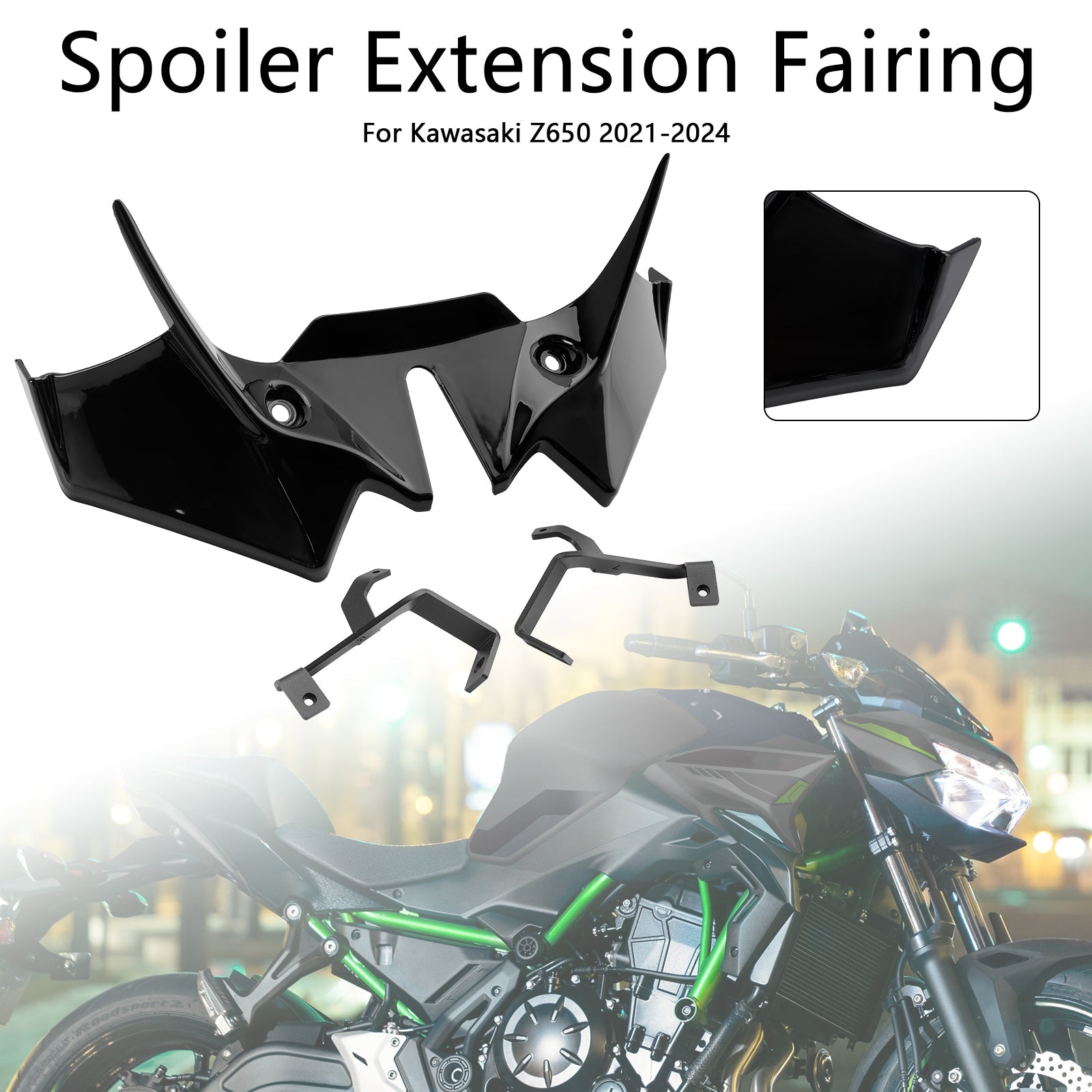 Extension de becquet avant noir pour Kawasaki Z650 2021-2024