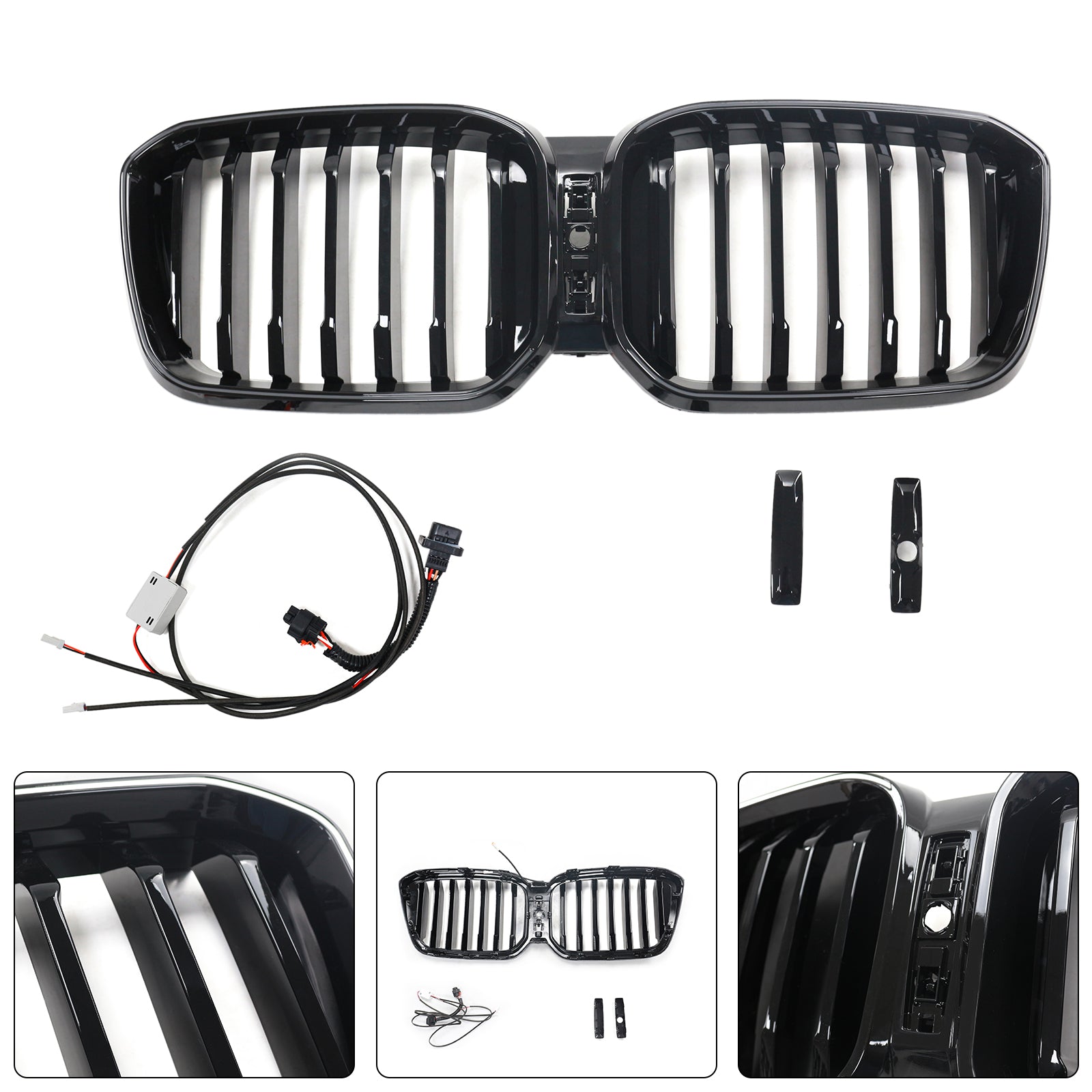 Bright Black Bumper-rooster met gat met gat voor camera voor BMW X3 G01 X4 G02 2022-2025