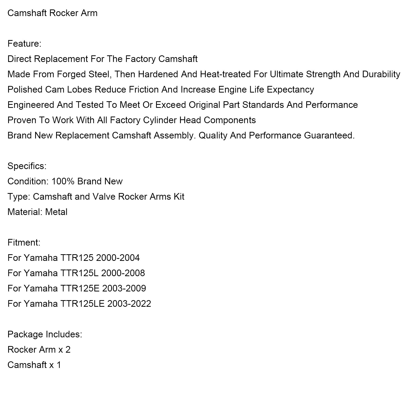 Wahacz wałka rozrządu Yamaha TTR125 2000-2004