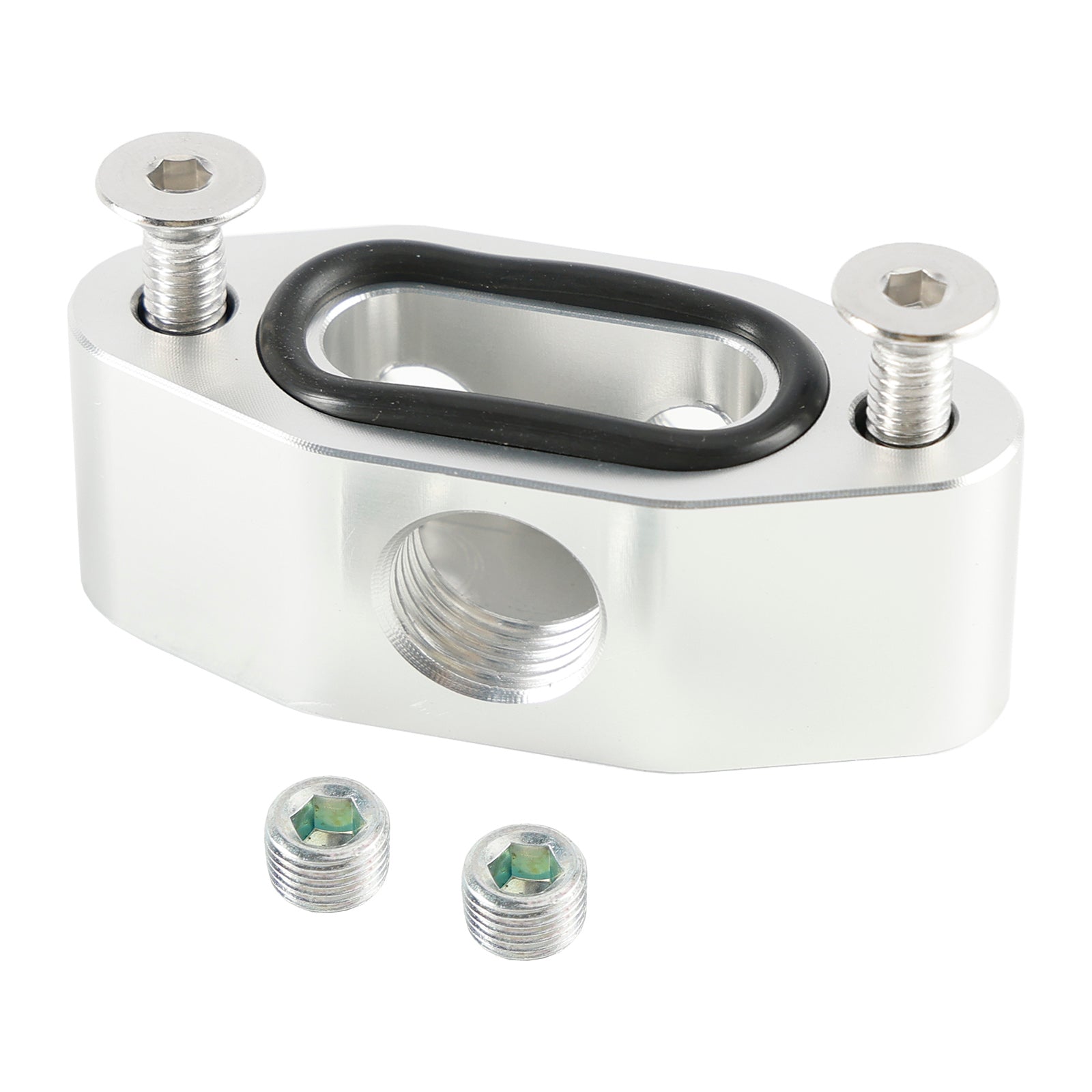 Billet LS Twin Turbo dubbele olietoevoerleidingadapterplaat 90 graden 1/8" NPT