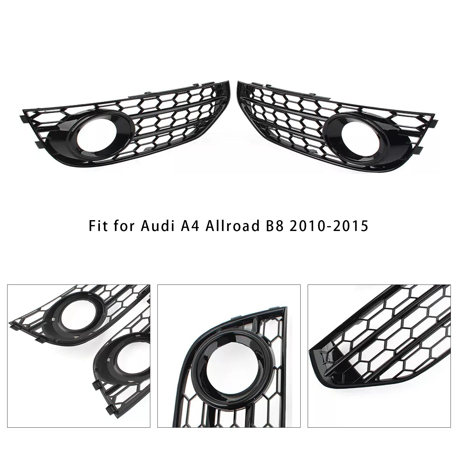 Fuerte cuadrícula de protección de niebla de anidación para el parachoques Audi A4 Allroad B8 2010-2015, negro