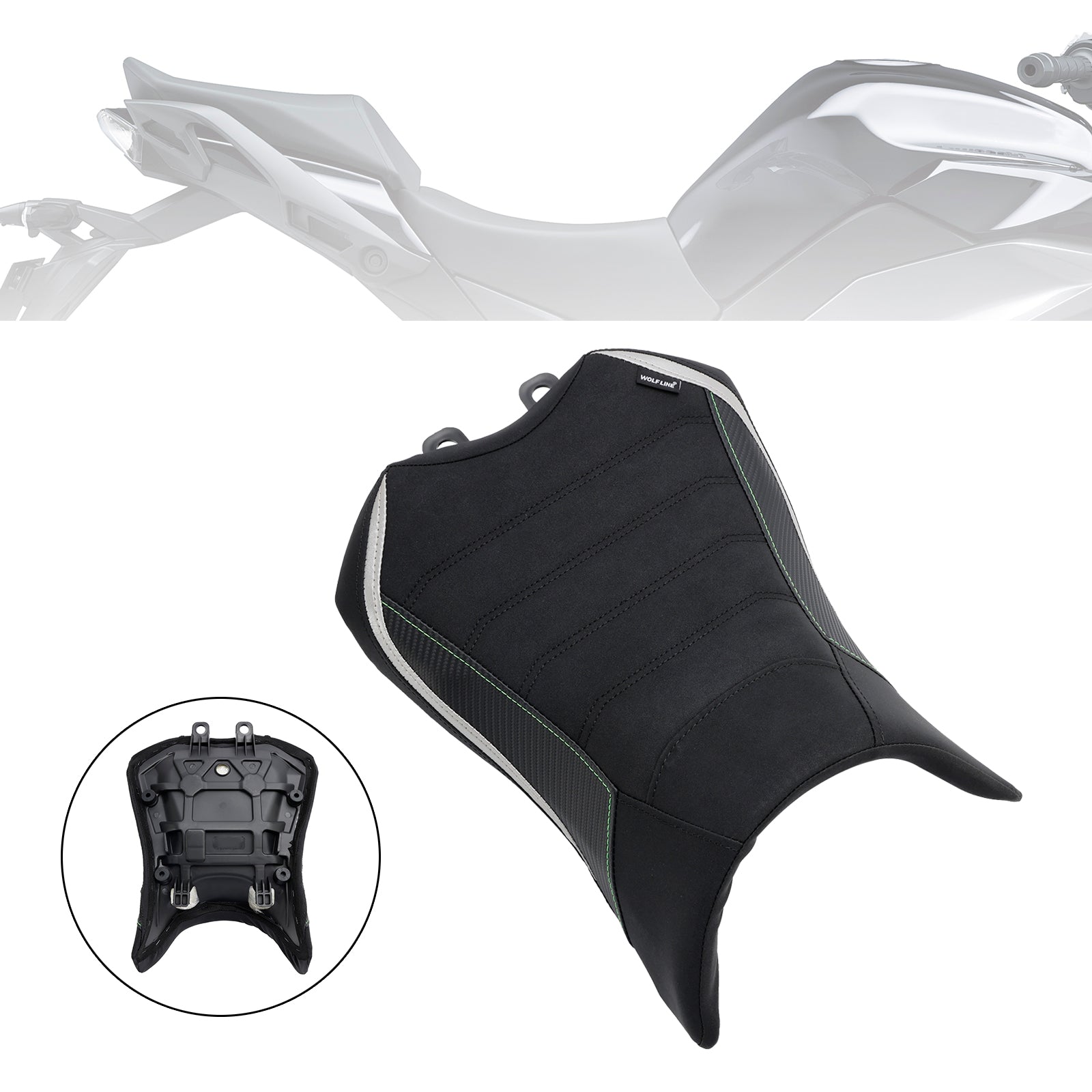 Coussin de siège conducteur avant Raider 2022-2023 en polyuréthane noir pour Kawasaki Ninja 1000SX