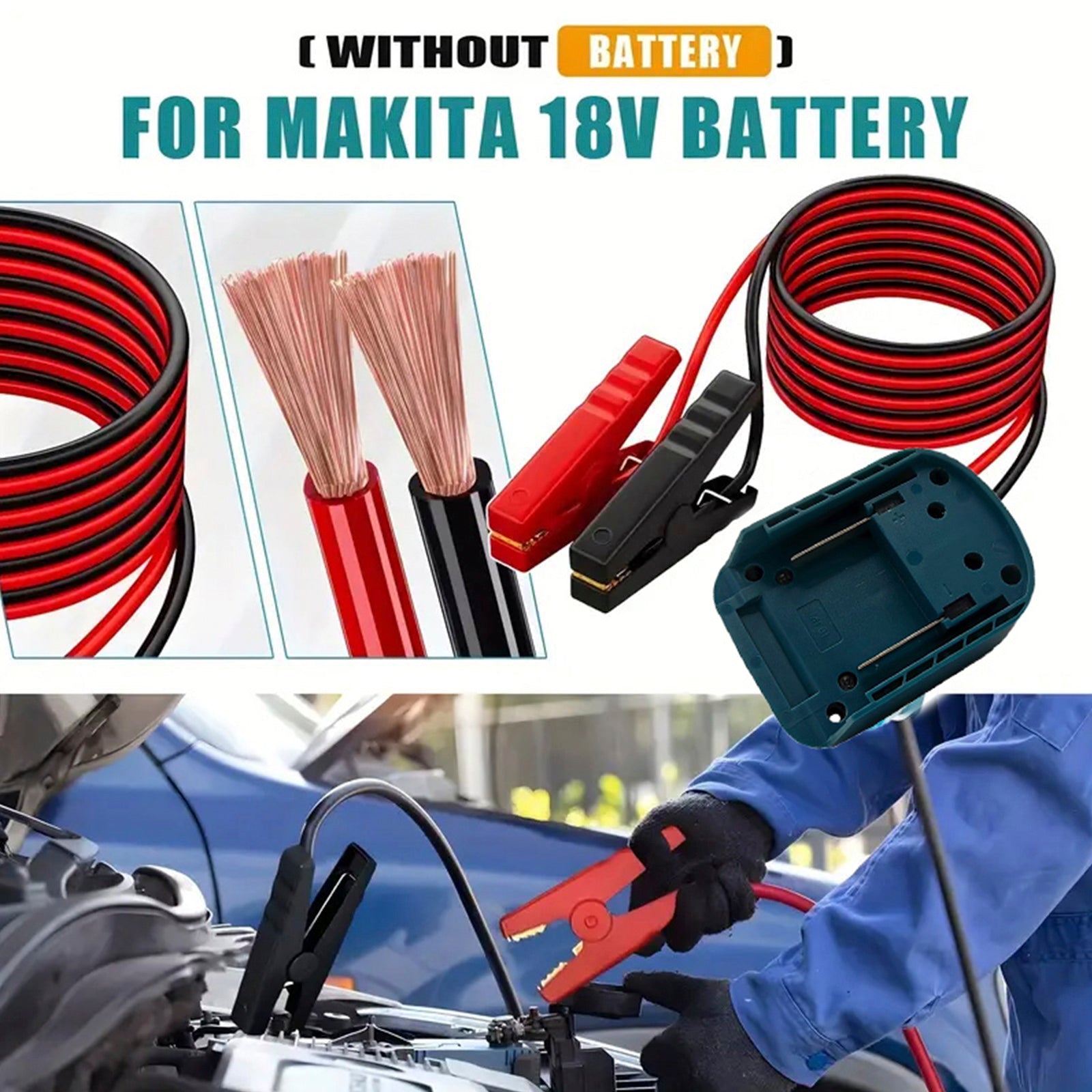 Kit d'allumage de batterie de voiture, kit d'alimentation de secours automobile, câble 12AWG