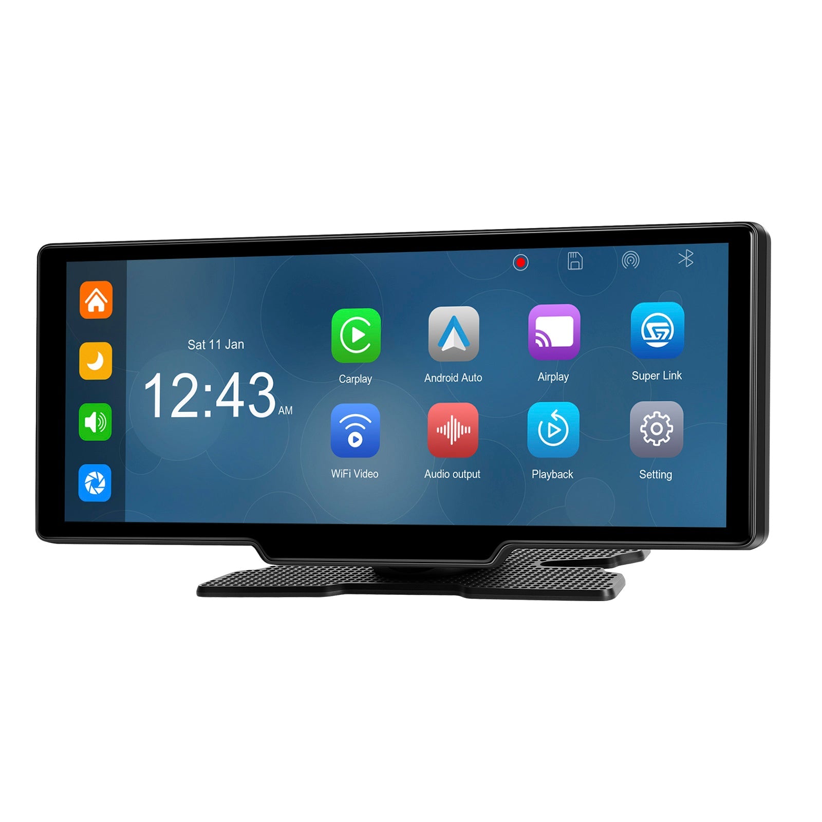 Autoradio portable Bluetooth 10,26"" avec navigation sans fil et compatible CarPlay, caméra AHD