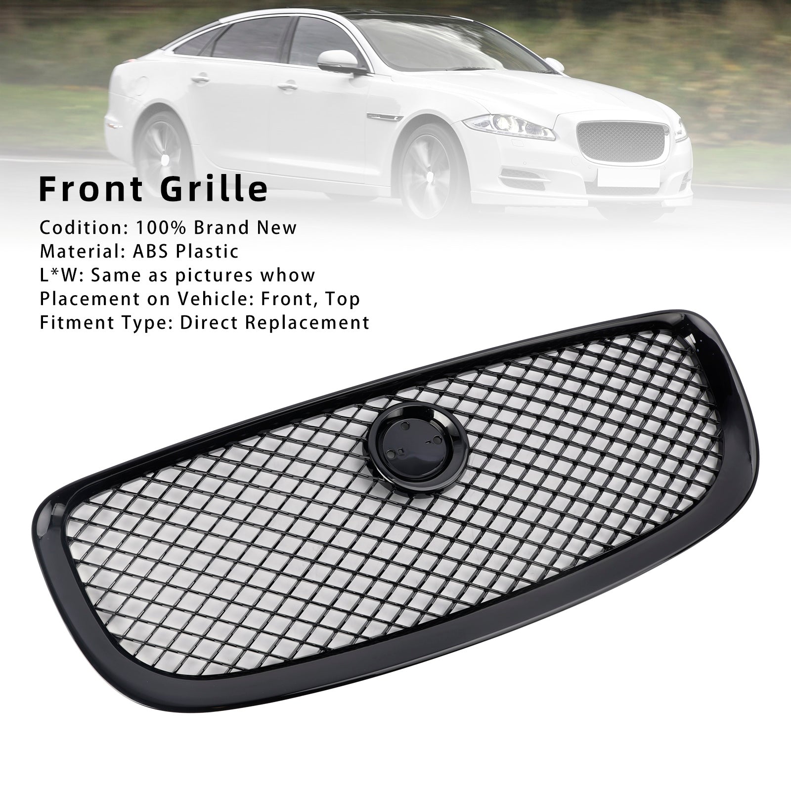 Grille de pare-chocs avant noire brillante Jaguar XJ 2010-2015