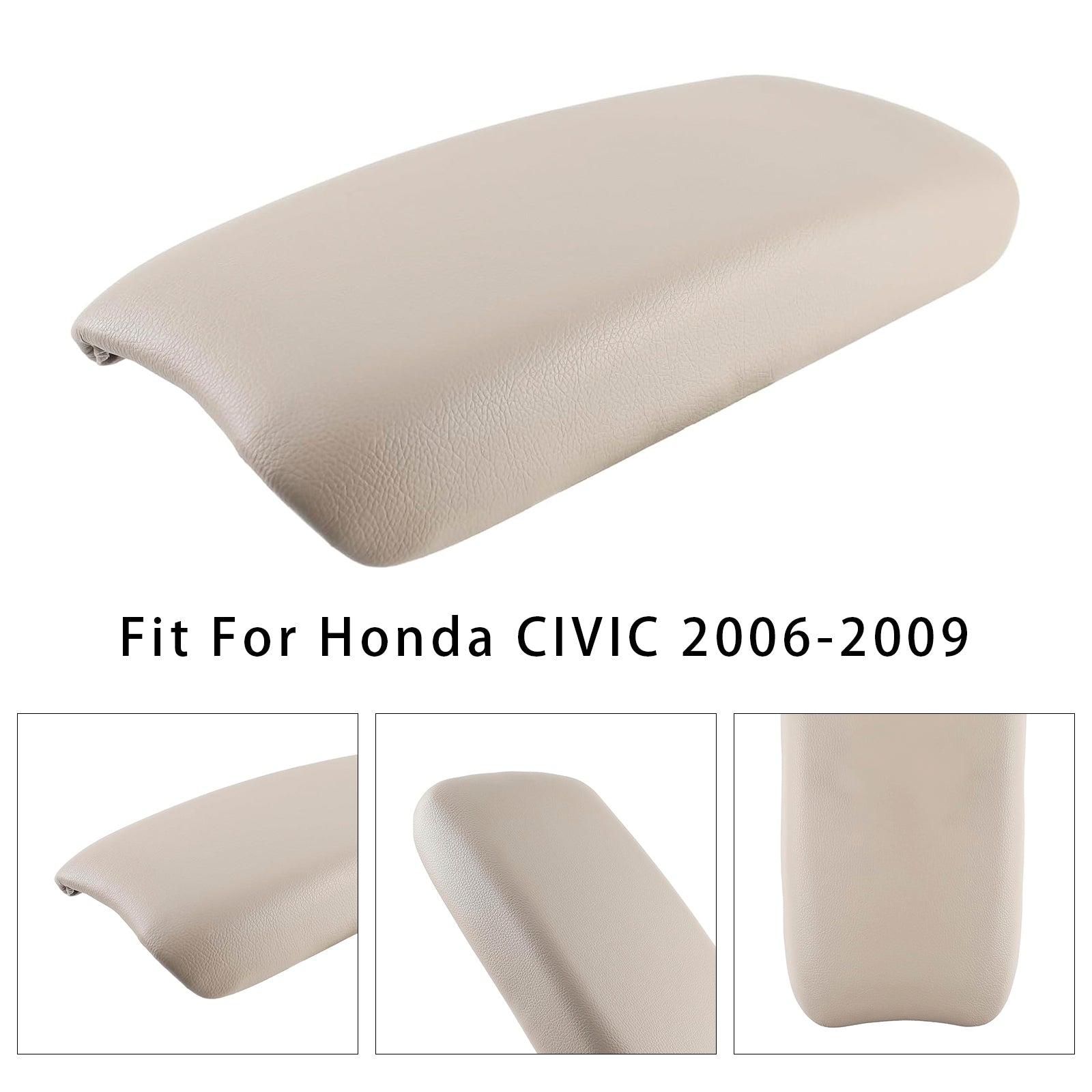 Couvercle de console centrale d'accoudoir en cuir beige pour Honda Civic 2006-2009