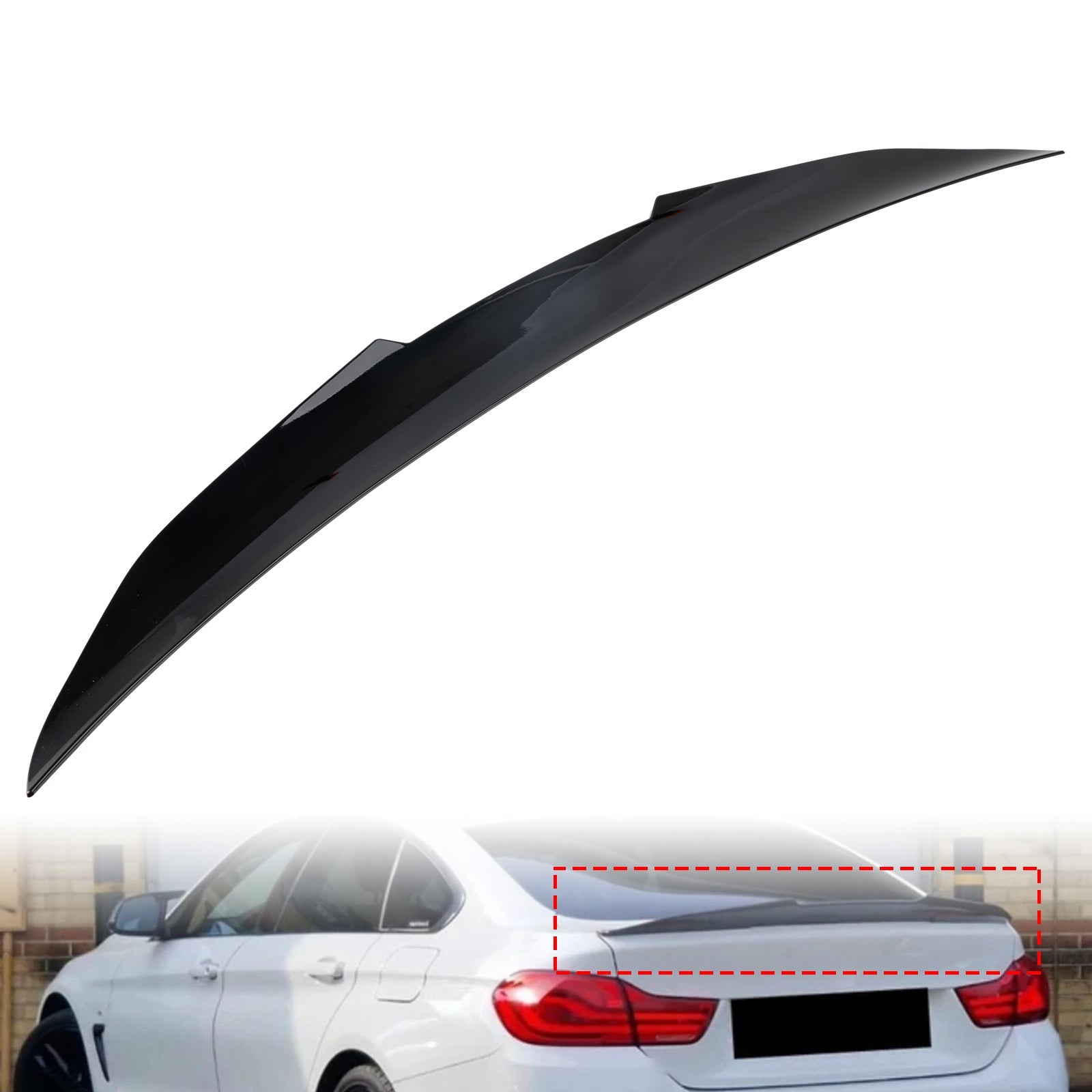 Spoiler posteriore per bagagliaio in stile PSM nero lucido per BMW Serie 4 F36 Coupé a 4 porte (2014-2020)