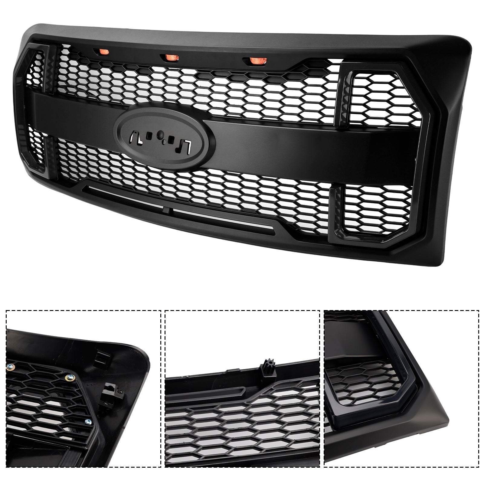 Grille de Bumper Front Style Raptor Mat Raptor con LED per Ford F150 2009-2014