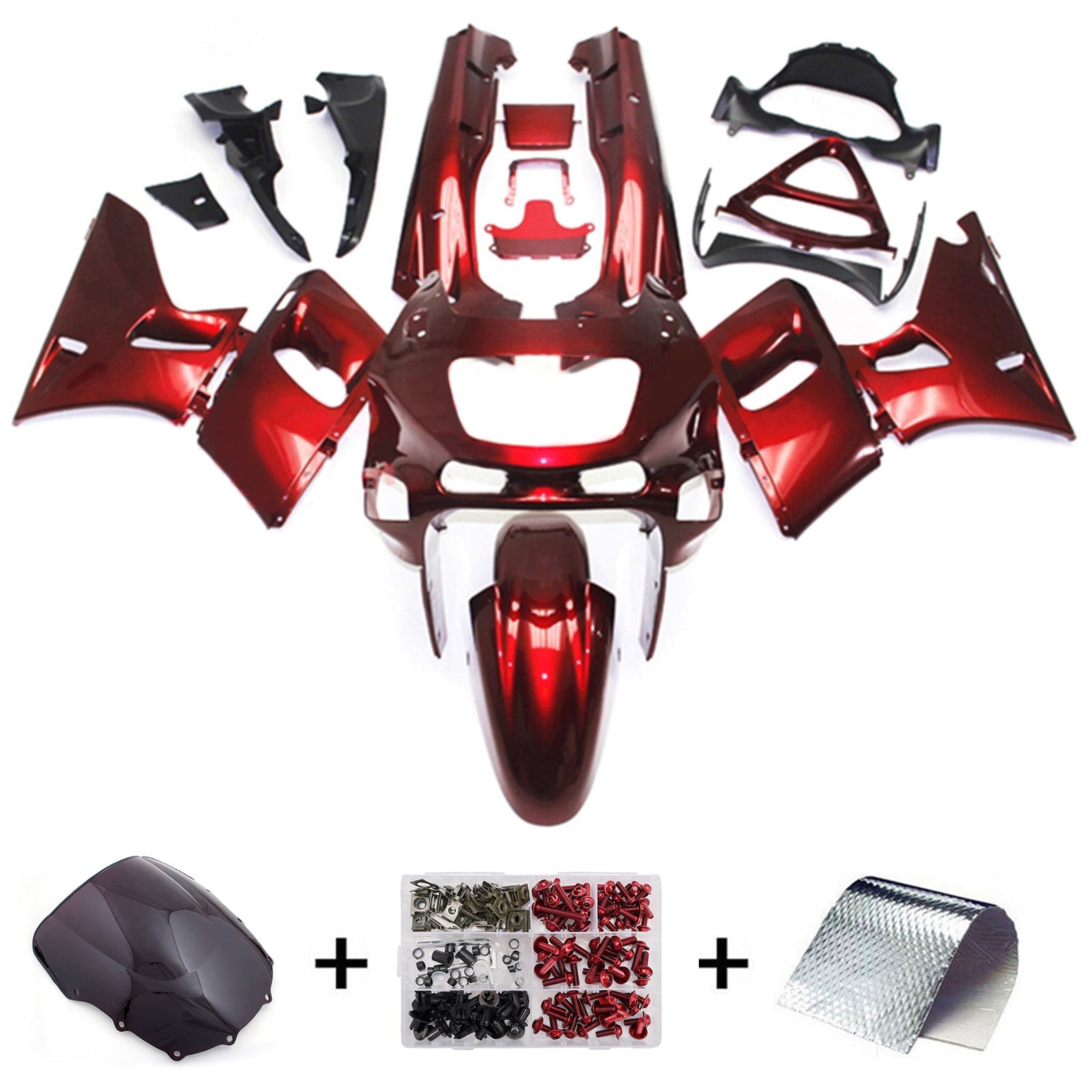 Kit de carénage injecté en plastique ABS compatible avec Kawasaki ZZR400 1993-2007 et ZZR600 1998-2003