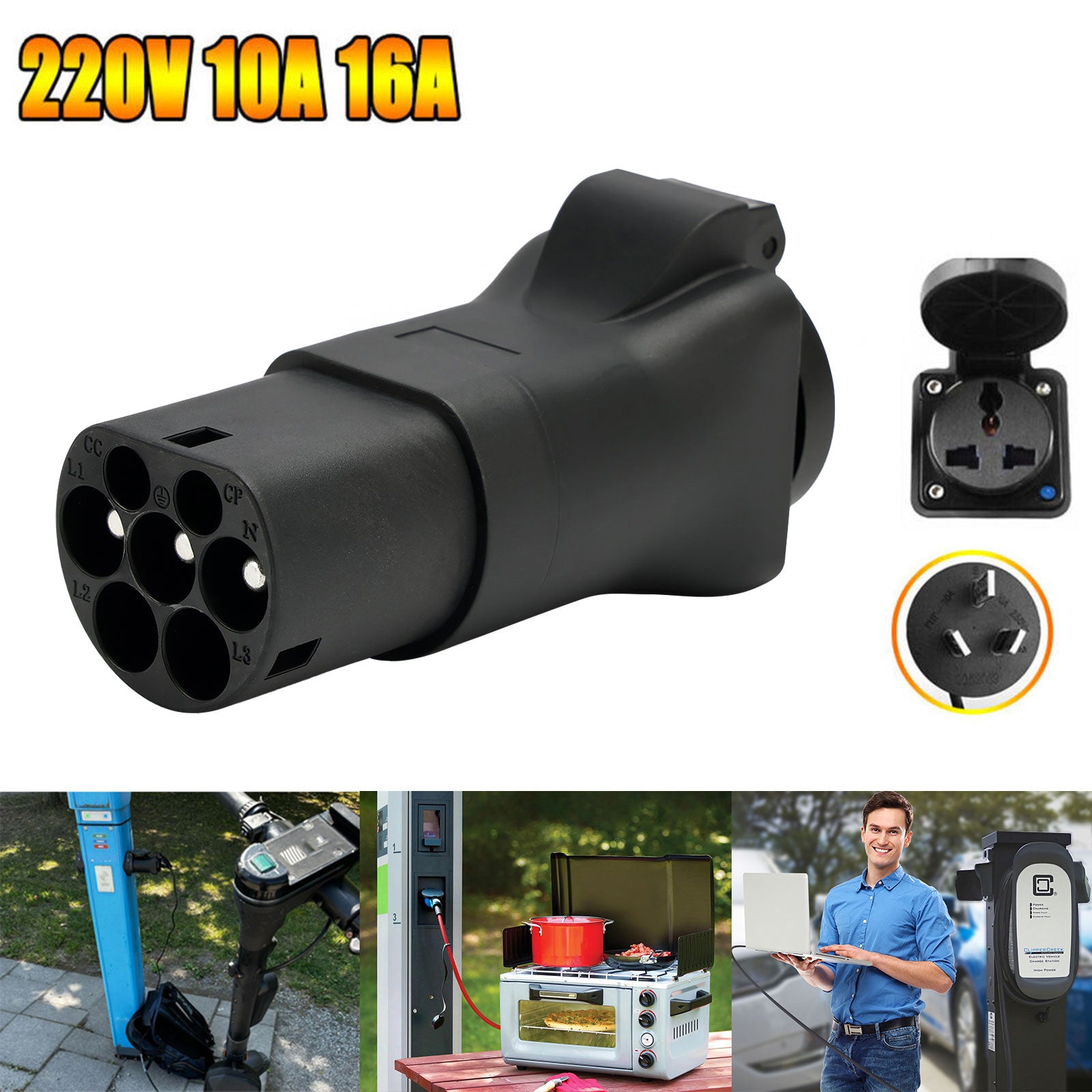 Ontlading Type 2 Stekker EV Laadstation Converter Stekkeradapter 16A IEC62196