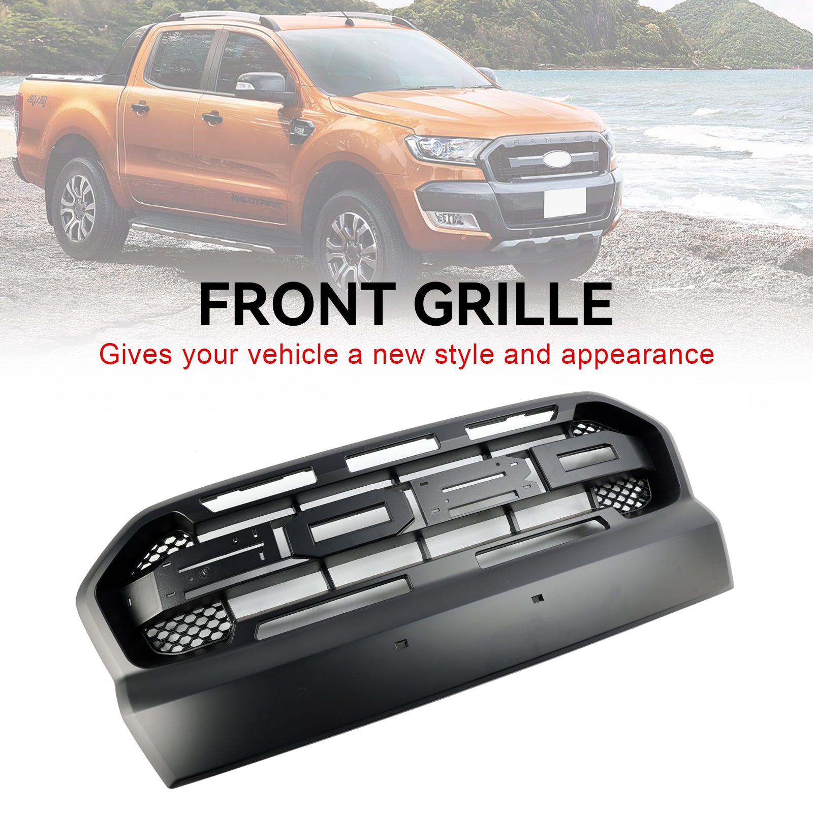 Grille Paraurti pred Ford Ranger 2015 2016 2018 2018 2019 T7 Style Raptor Noir Mat Ranger Ranking